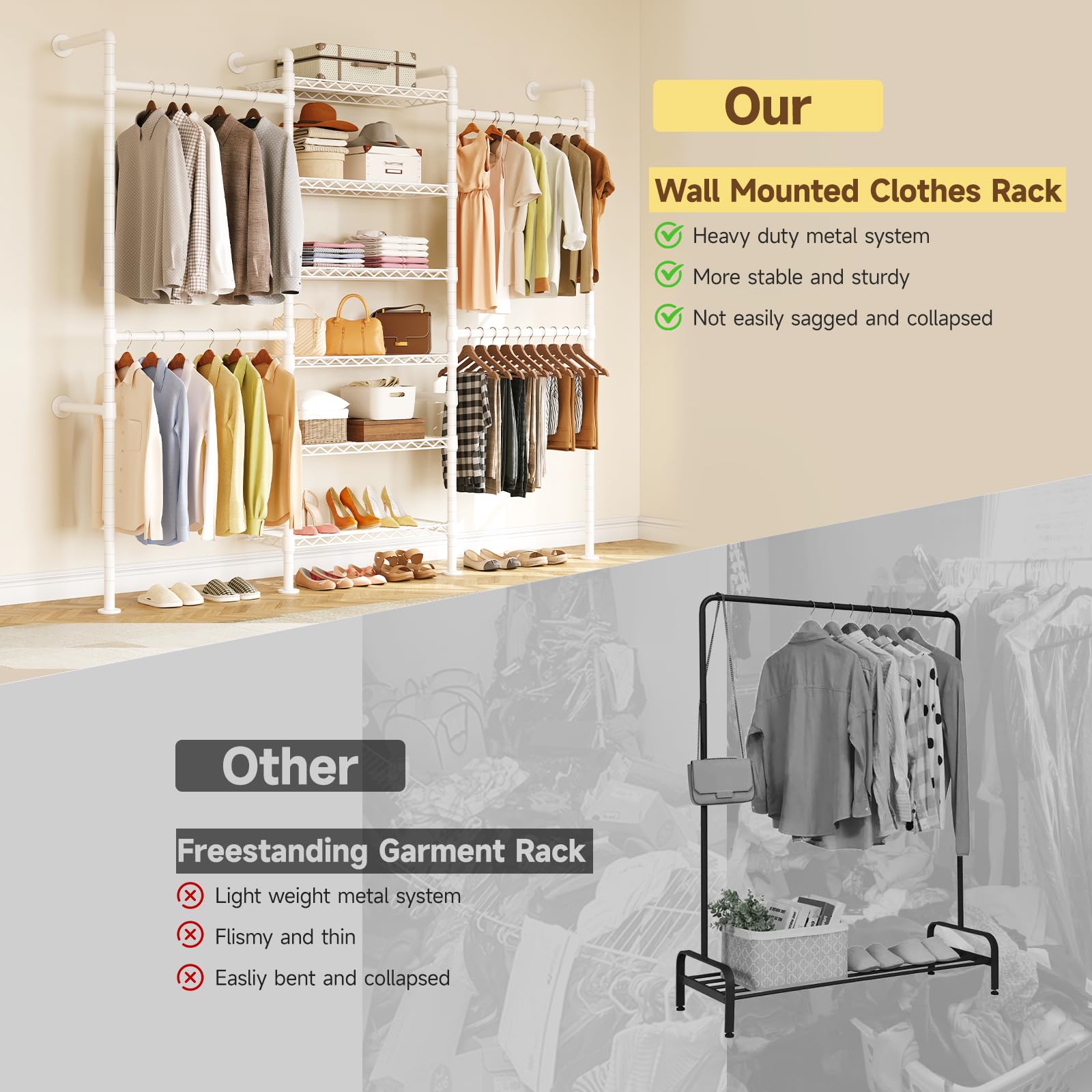 H3 Expandable Wall Mounted Closet System