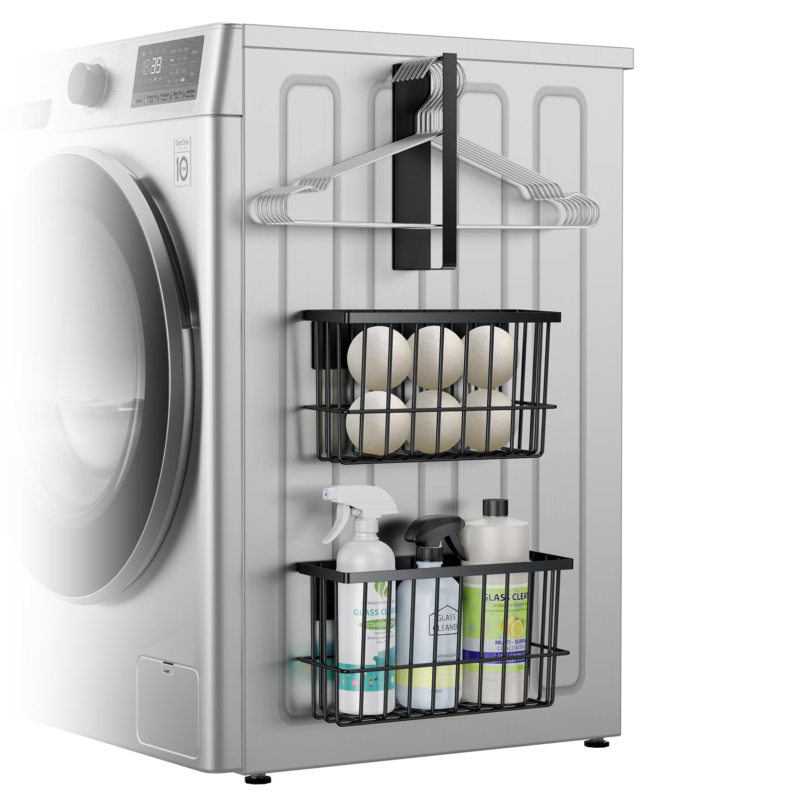 Laundry Room Organization and Storage Magnetic Dryer Ball Holder with Magnetic Hanger Holder
