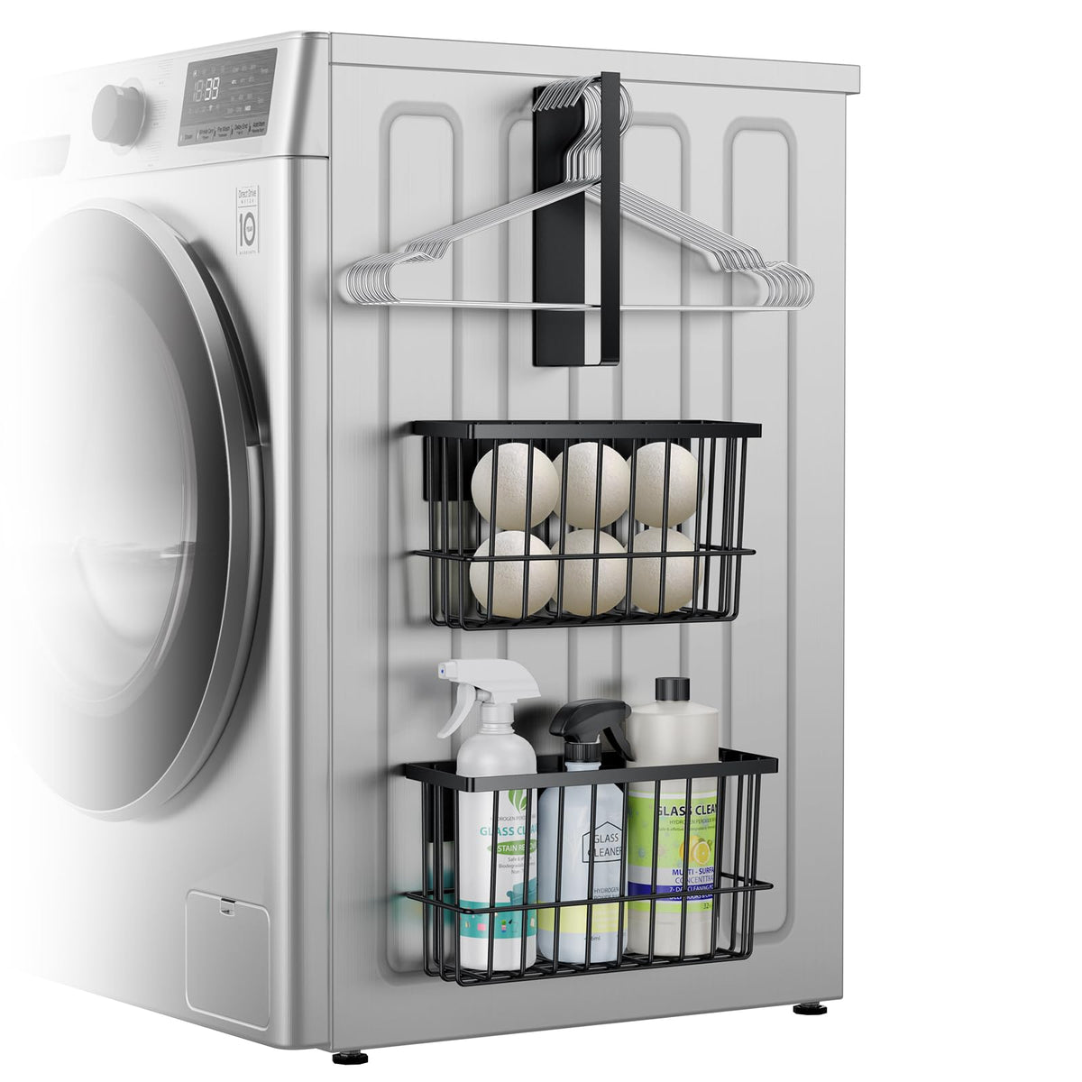 Laundry Room Organization and Storage Magnetic Dryer Ball Holder with Magnetic Hanger Holder