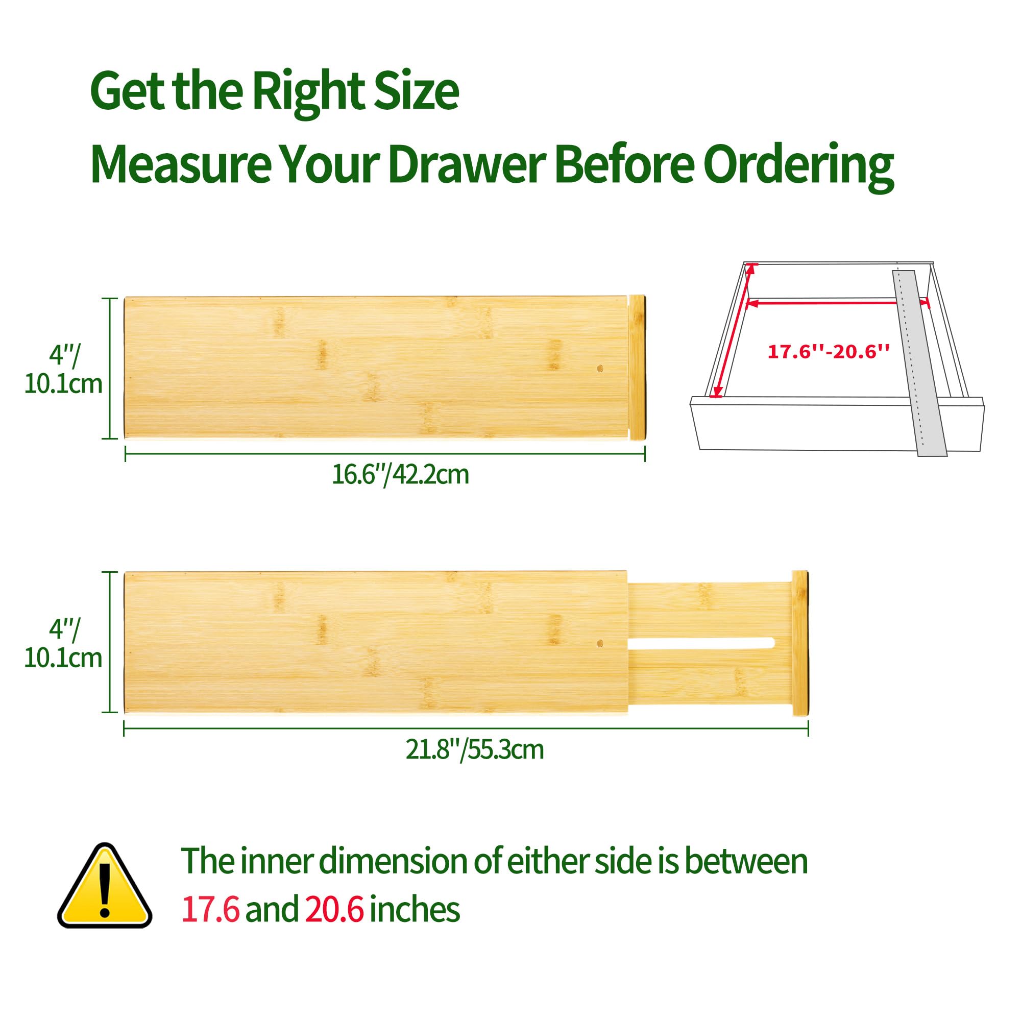 6 Pack Bamboo Drawer Dividers