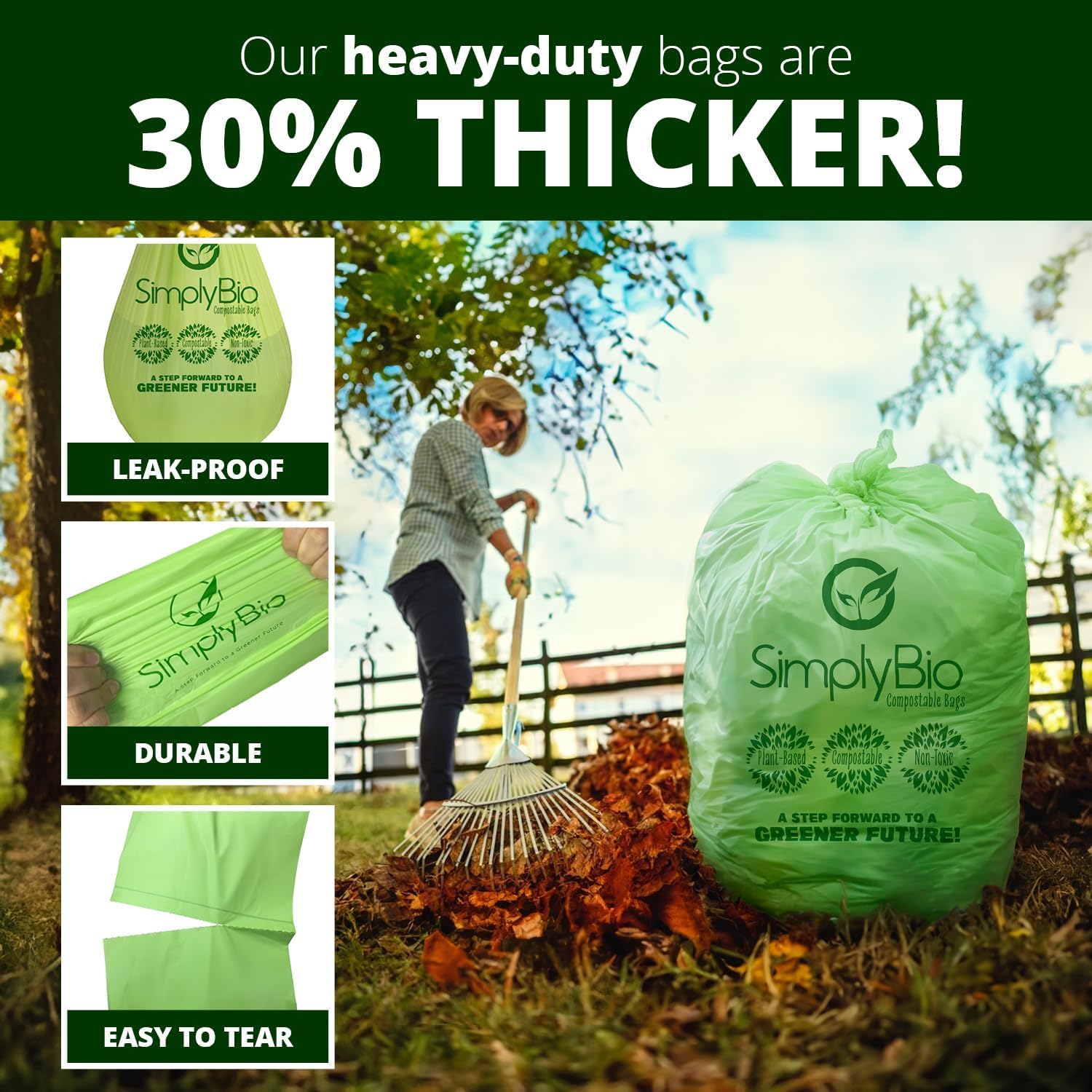 55 Gallon Compostable Trash Bags Flat (12 Count)