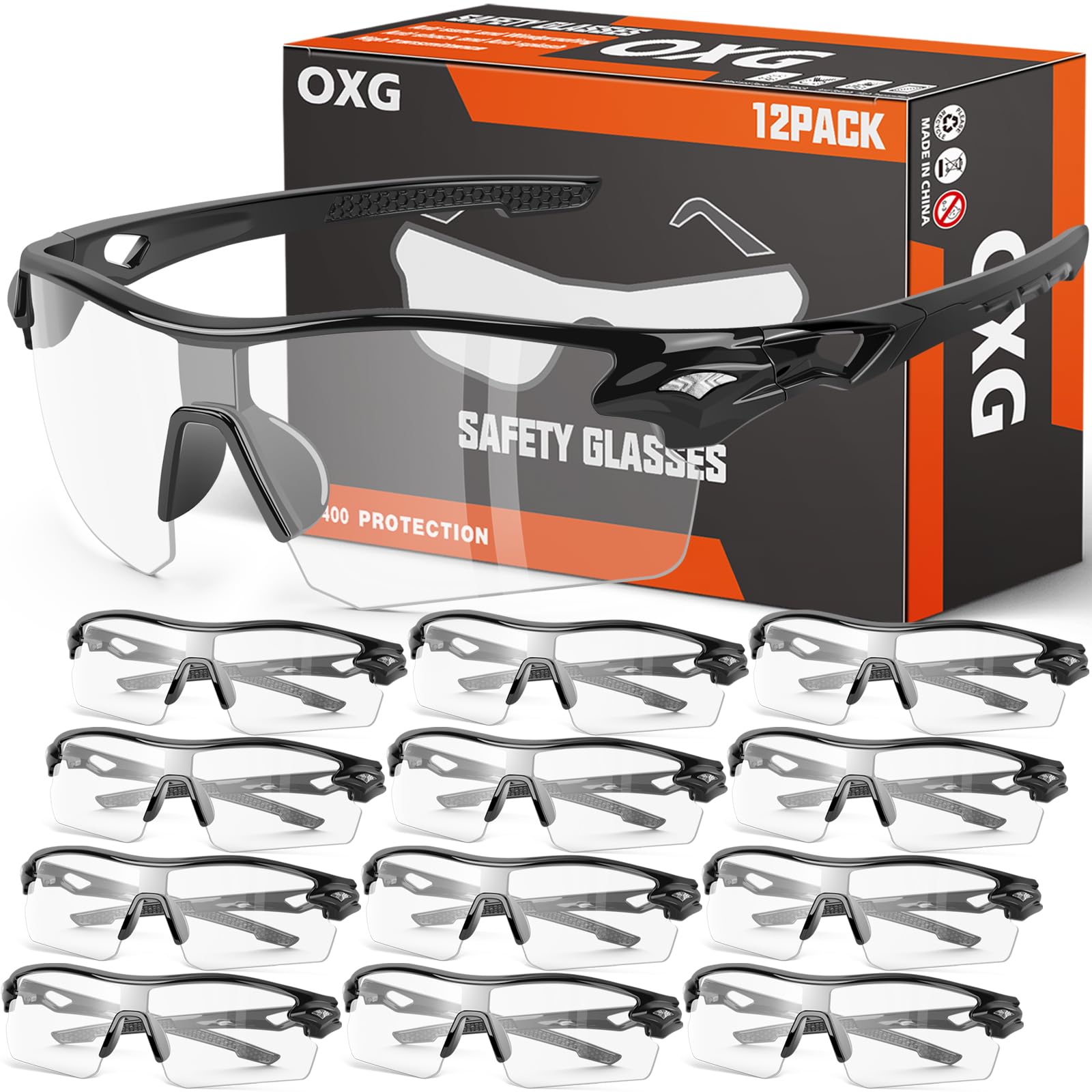 12 Pack Safety Glasses for Men Women (12 Count)