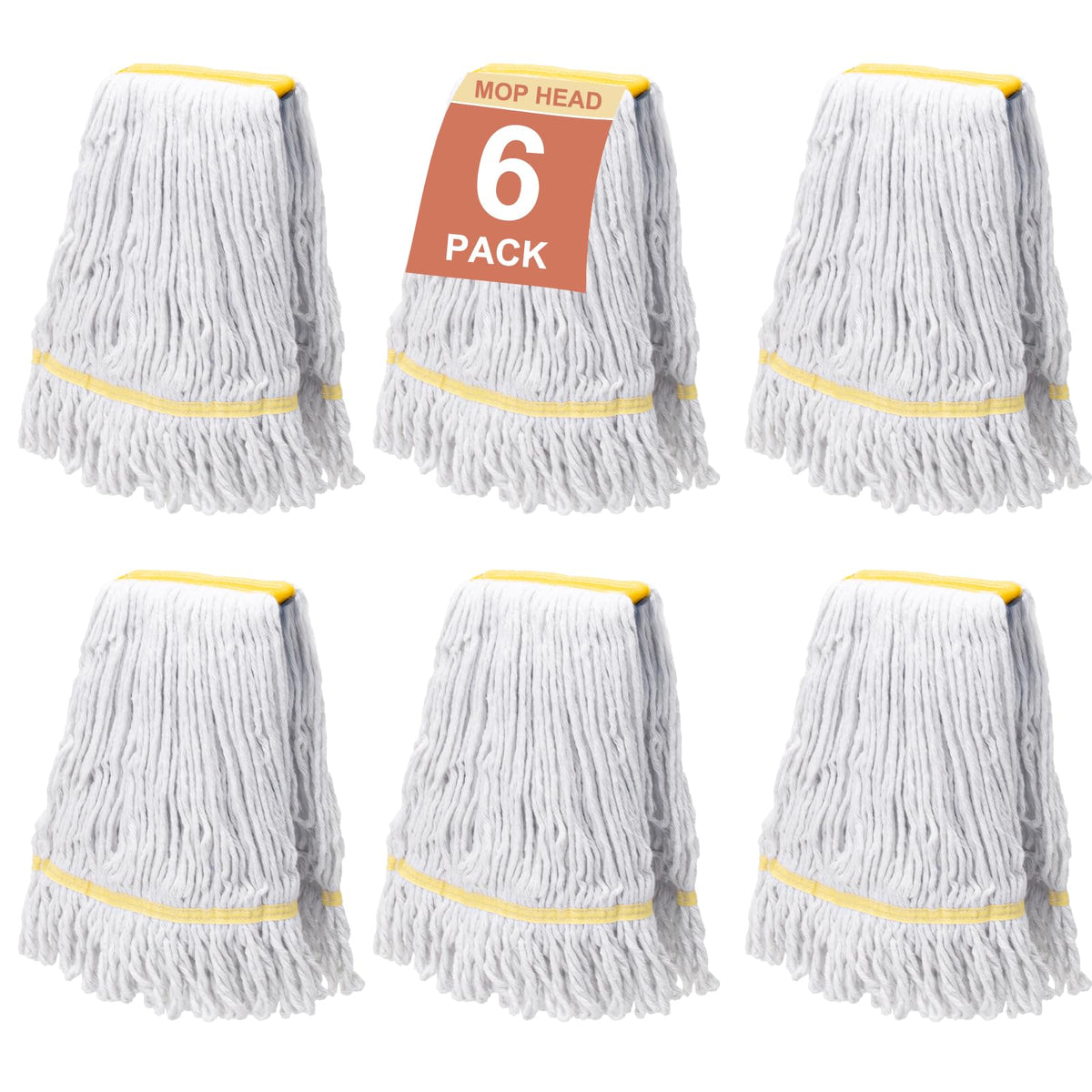 6 Pack Heavy Duty Commercial Mop Head Replacement - ModHome Supplies