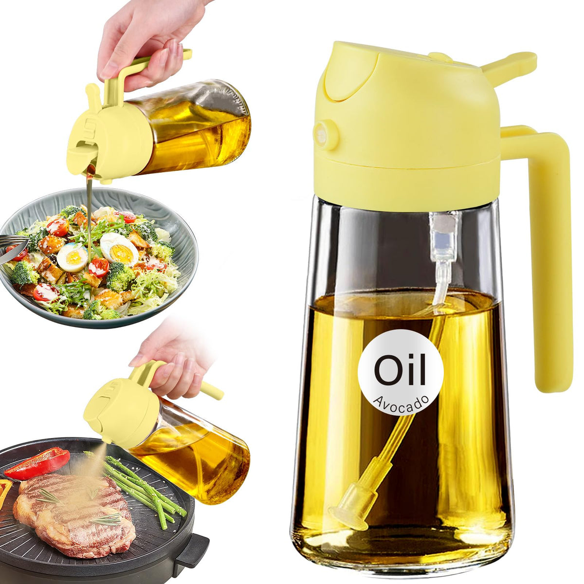 16oz 470ml Glass Olive Oil Sprayer for Cooking with Stickers