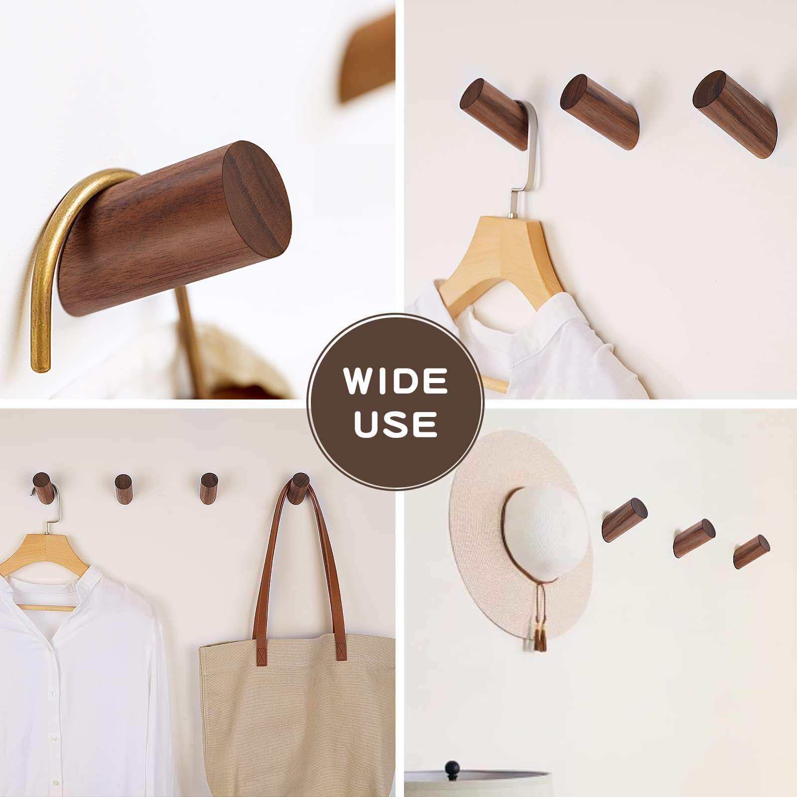 Wood Wall Hooks (6 Count)