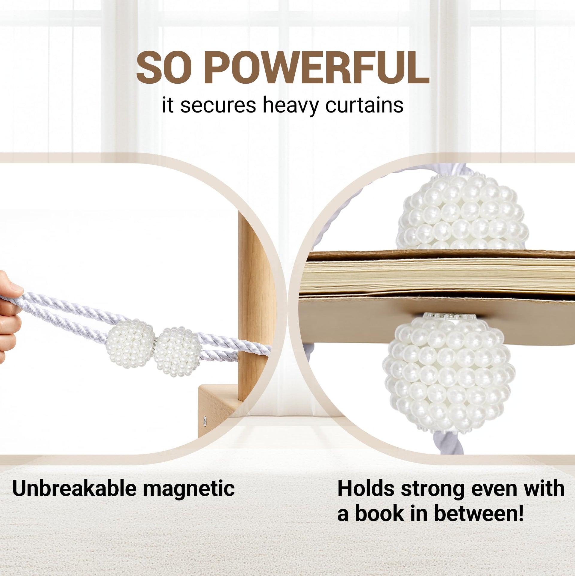 Magnetic Curtain Tiebacks White 6pcs (6 Count)