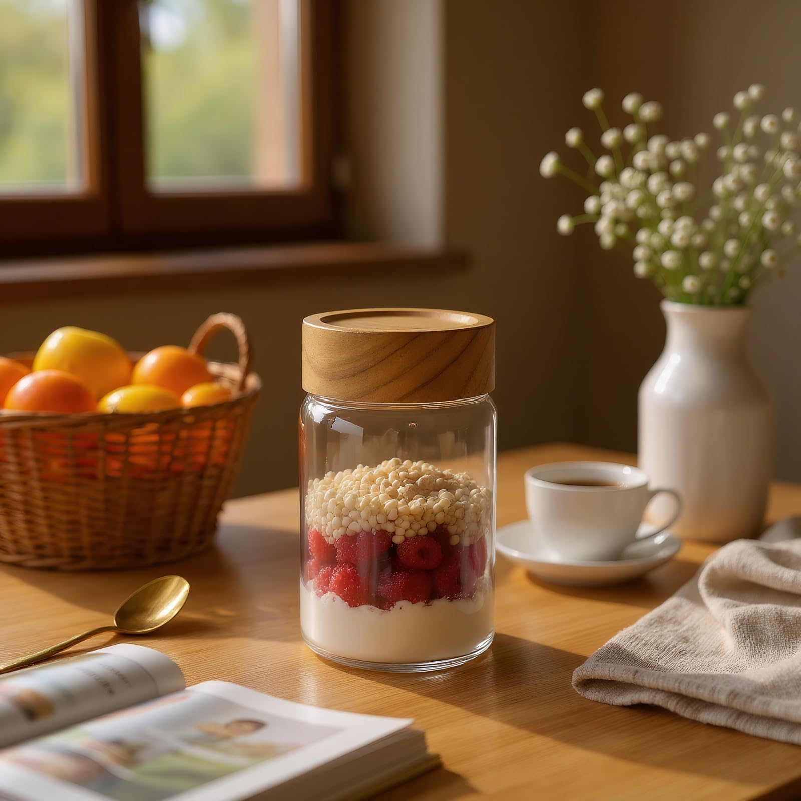 6 Pack 8 fl oz Stackable Airtight Glass Jars (6 Count)