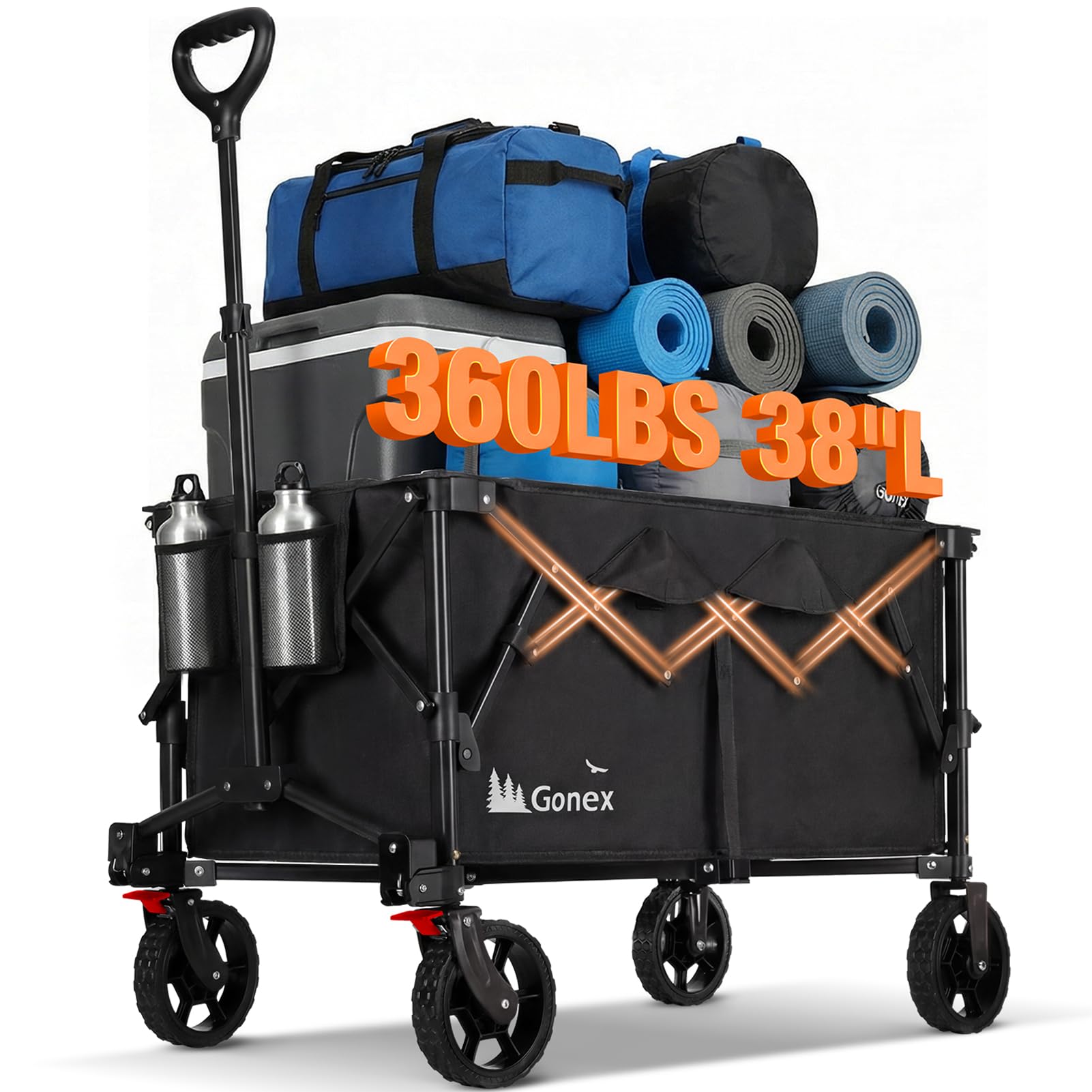38" L Collapsible Wagon Cart Foldable