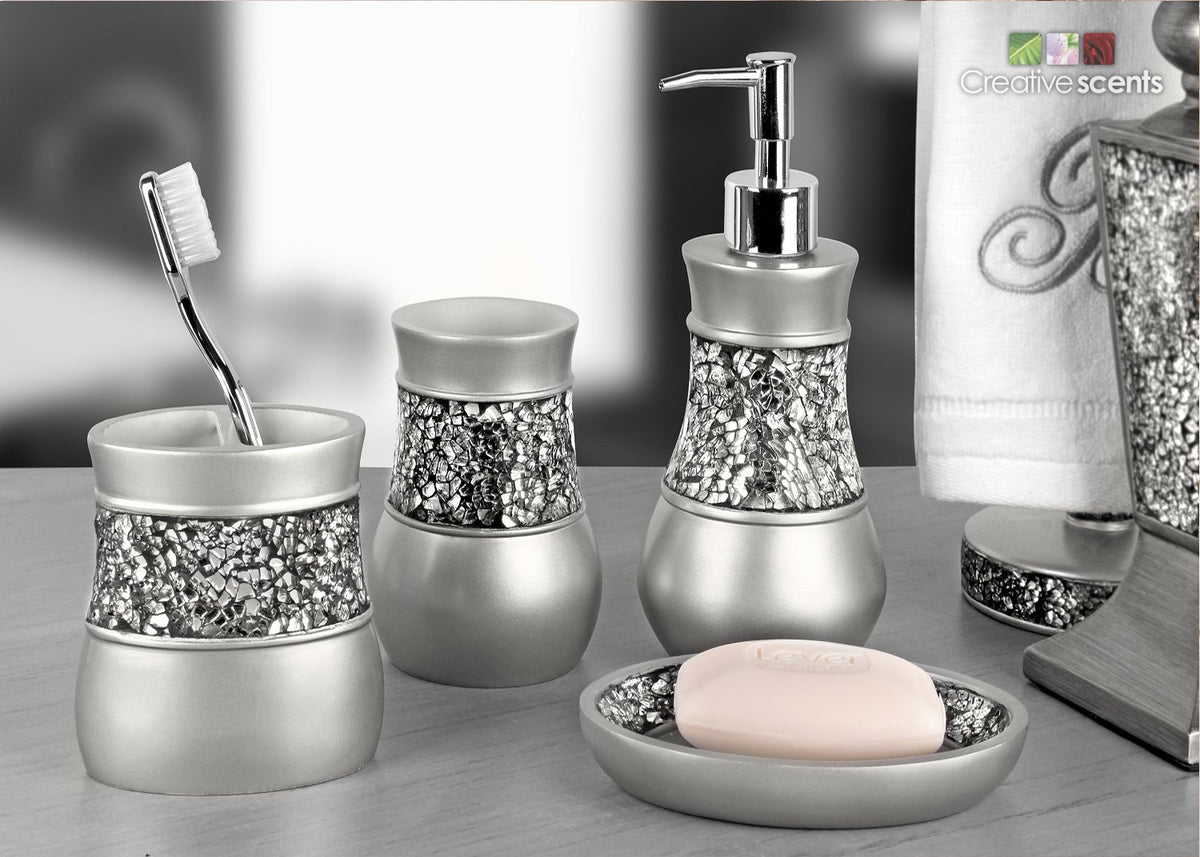Crackled Glass Soap Dish for Bathroom