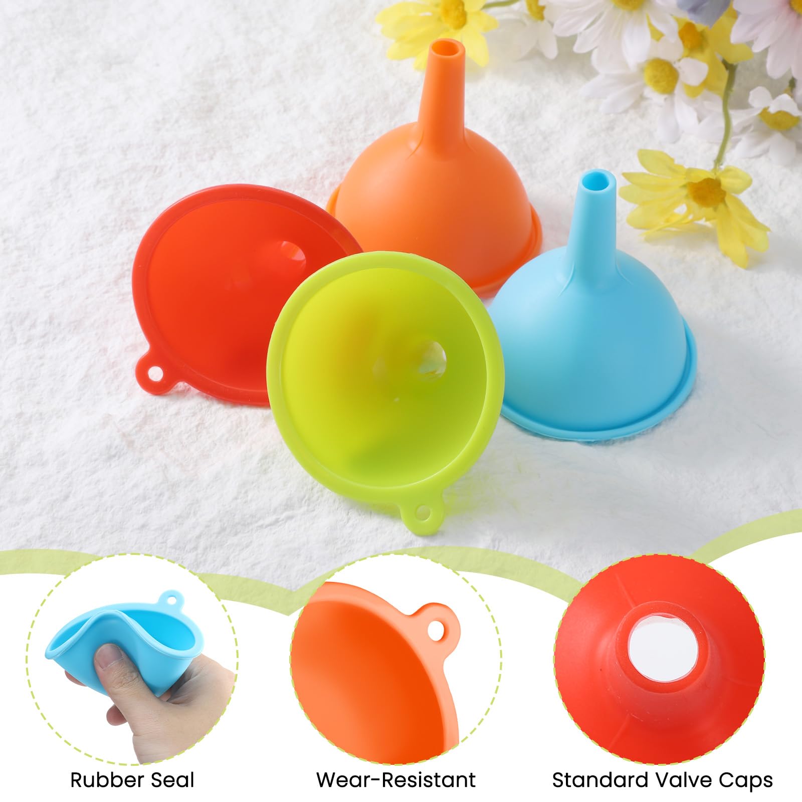 4 Pack Kitchen Silicone Funnel (4 Count)