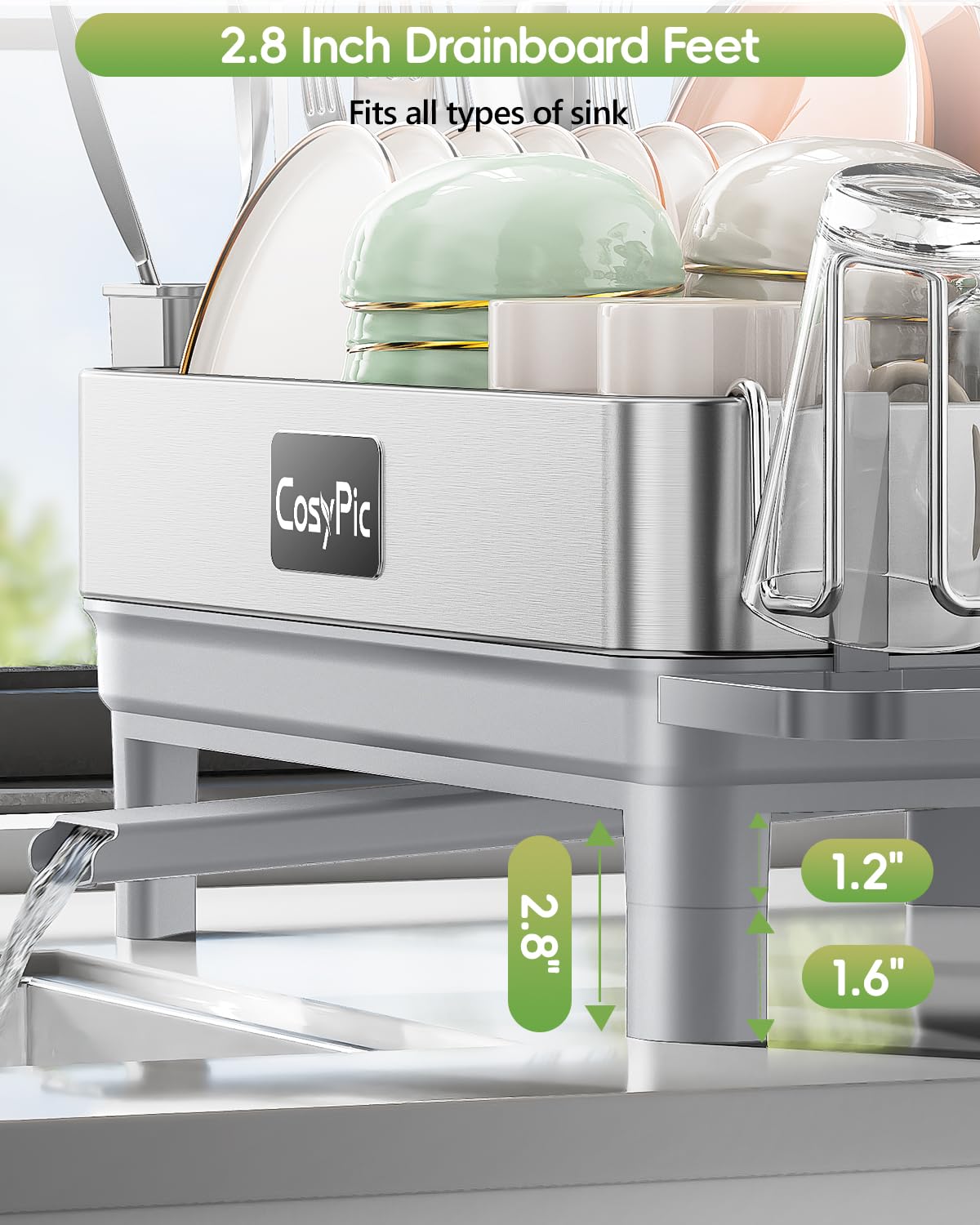 Dish Racks Thicker Premium 304 Stainless Steel Dish Drying Rack for Kitchen Counter