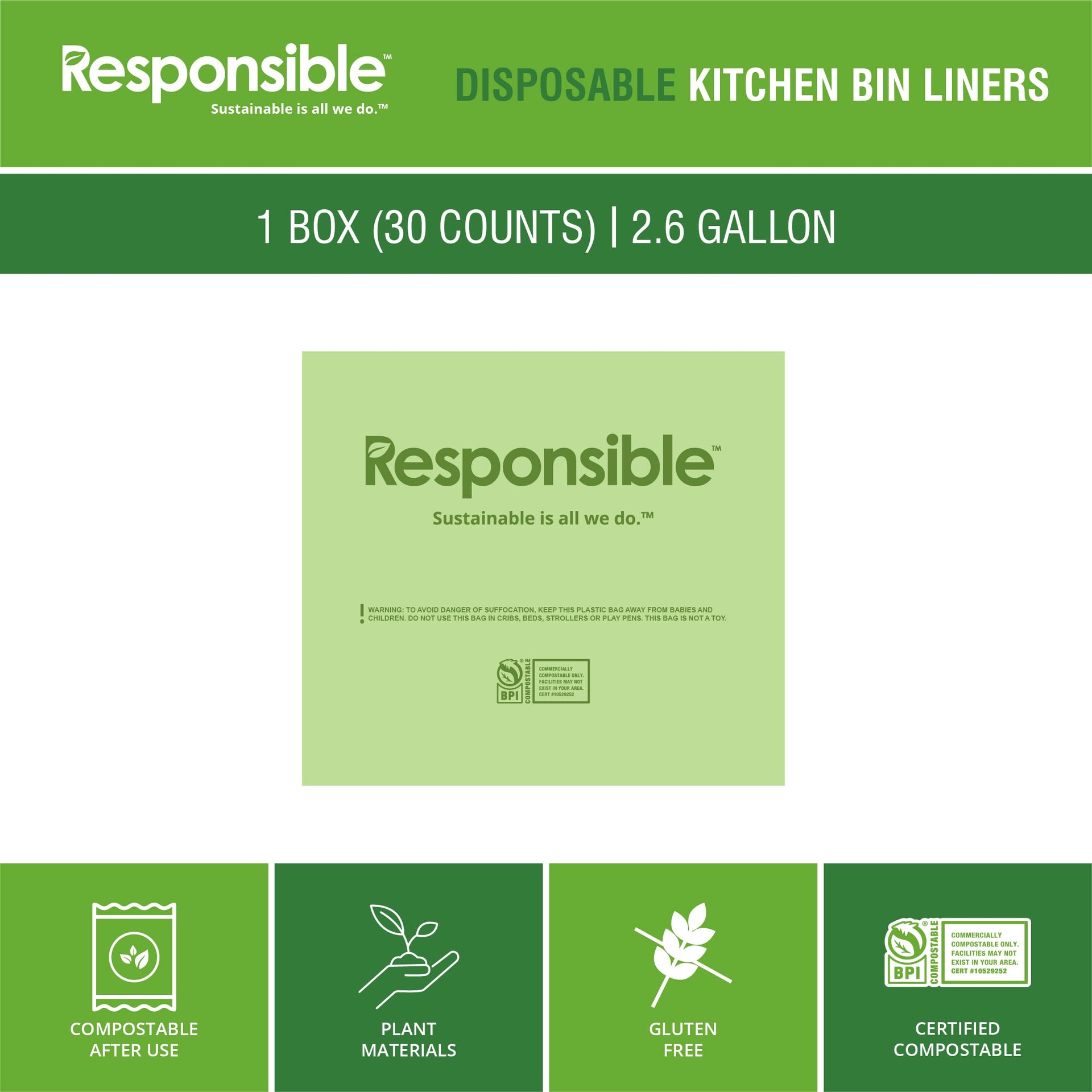 Kitchen Bin Liners (30 Count)