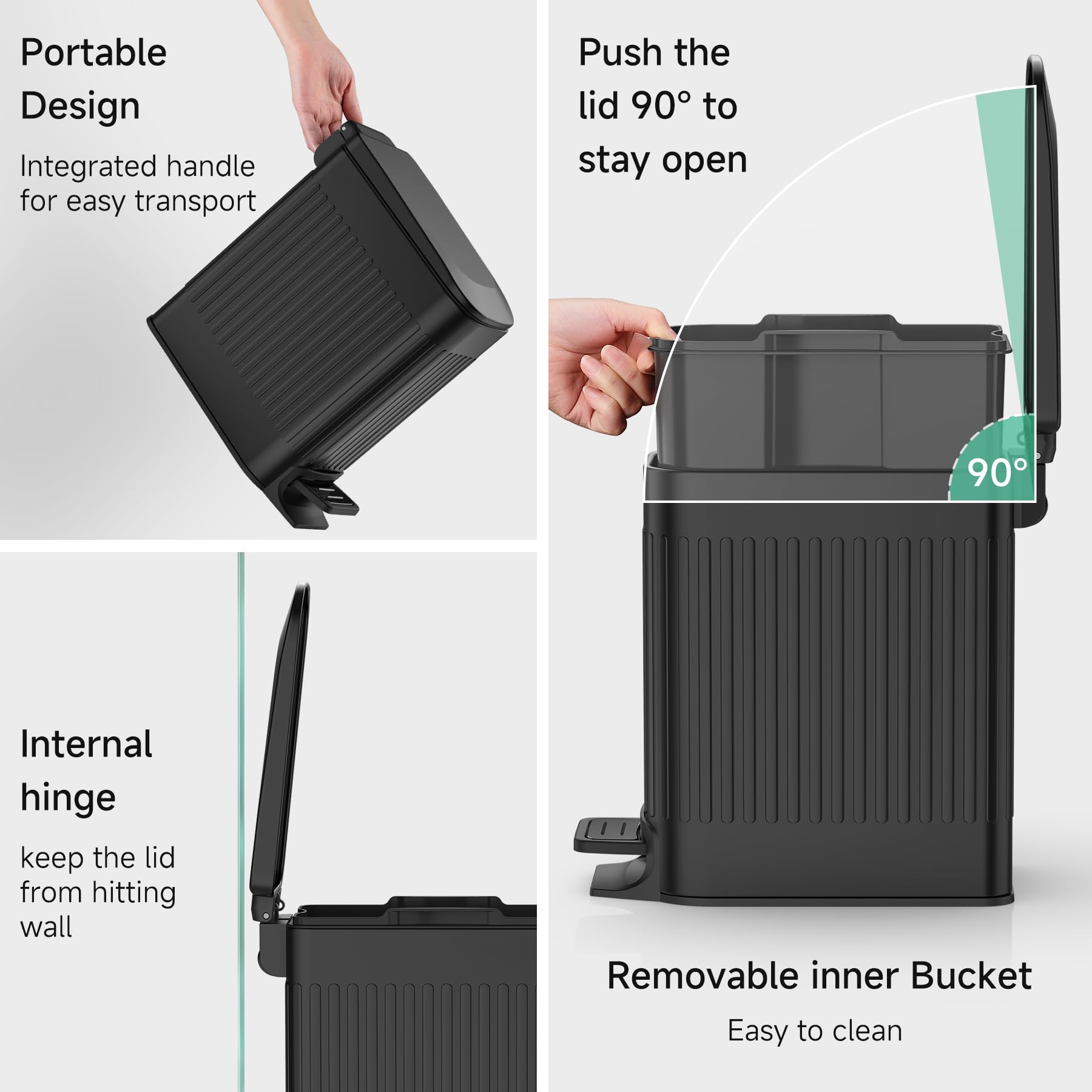 Slim Bathroom Trash Can with Lid Soft Close