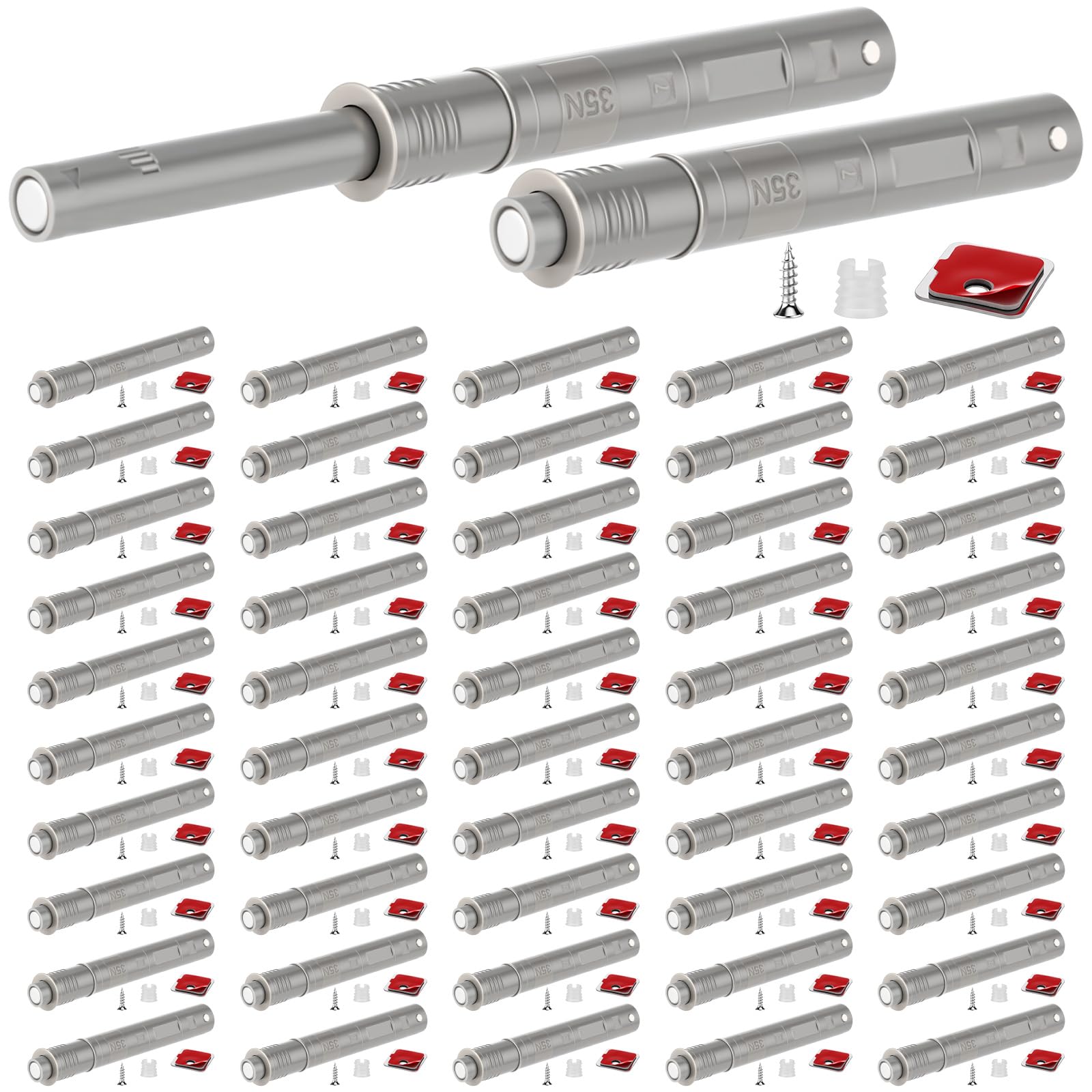 50 Pack Magnetic Push Latches for Cabinet Door Long Push to Open Cabinet Hardware Pop up Lock Magnetic Latch for Closet Cupboard Wine Rack Dresser Drawer (50 Count)