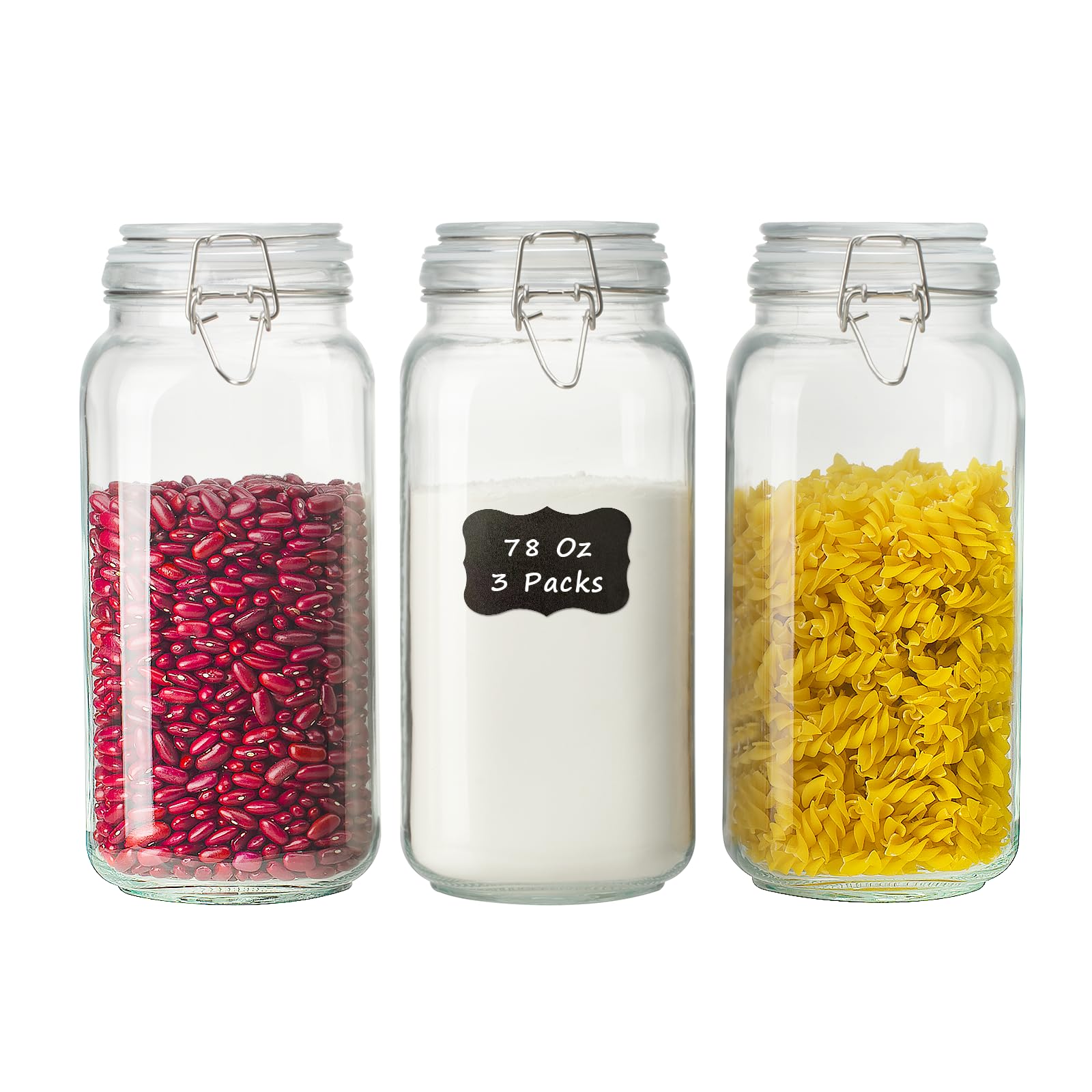Large Glass Storage Containers with Airtight Lids 78oz 3 Pack (3 Count)