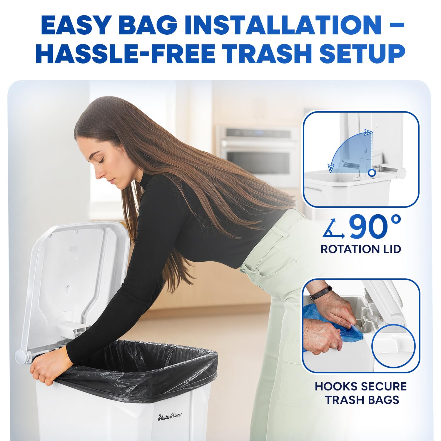 22 Gallon Kitchen Trash Can with Lid and Foot Pedal