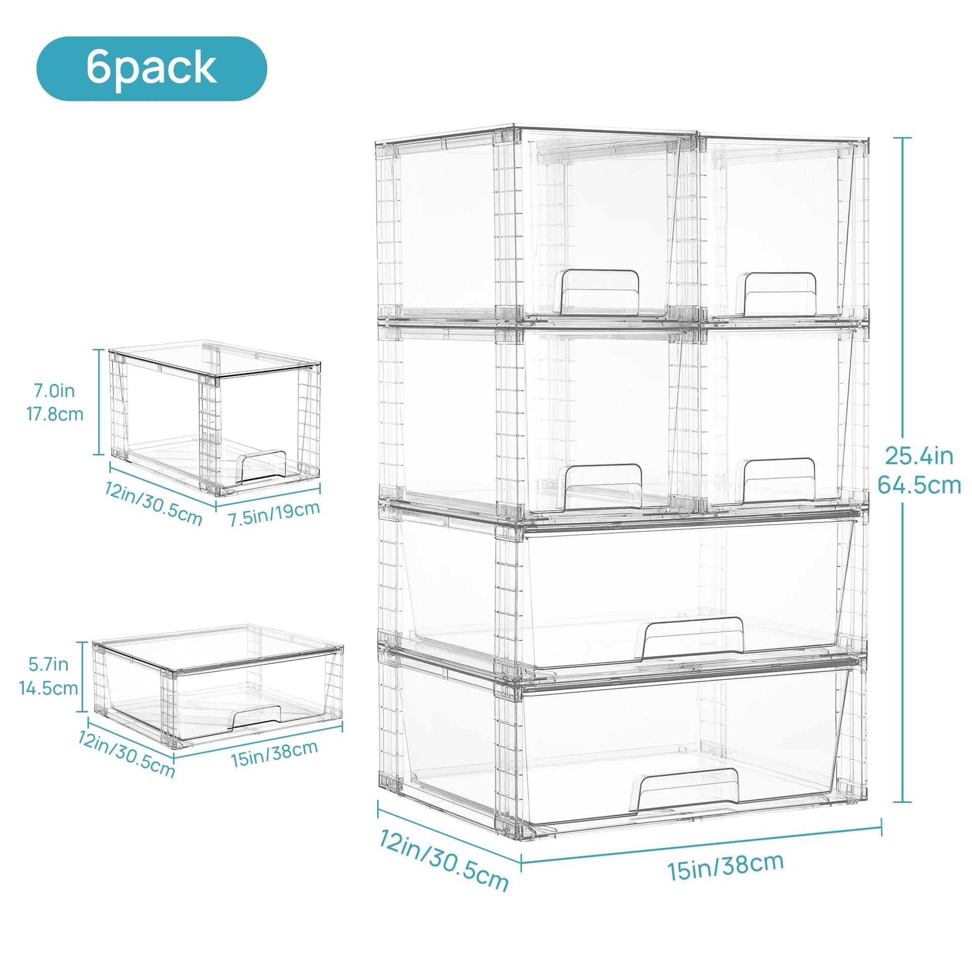 Clear Stackable Storage Drawers (6 Count)