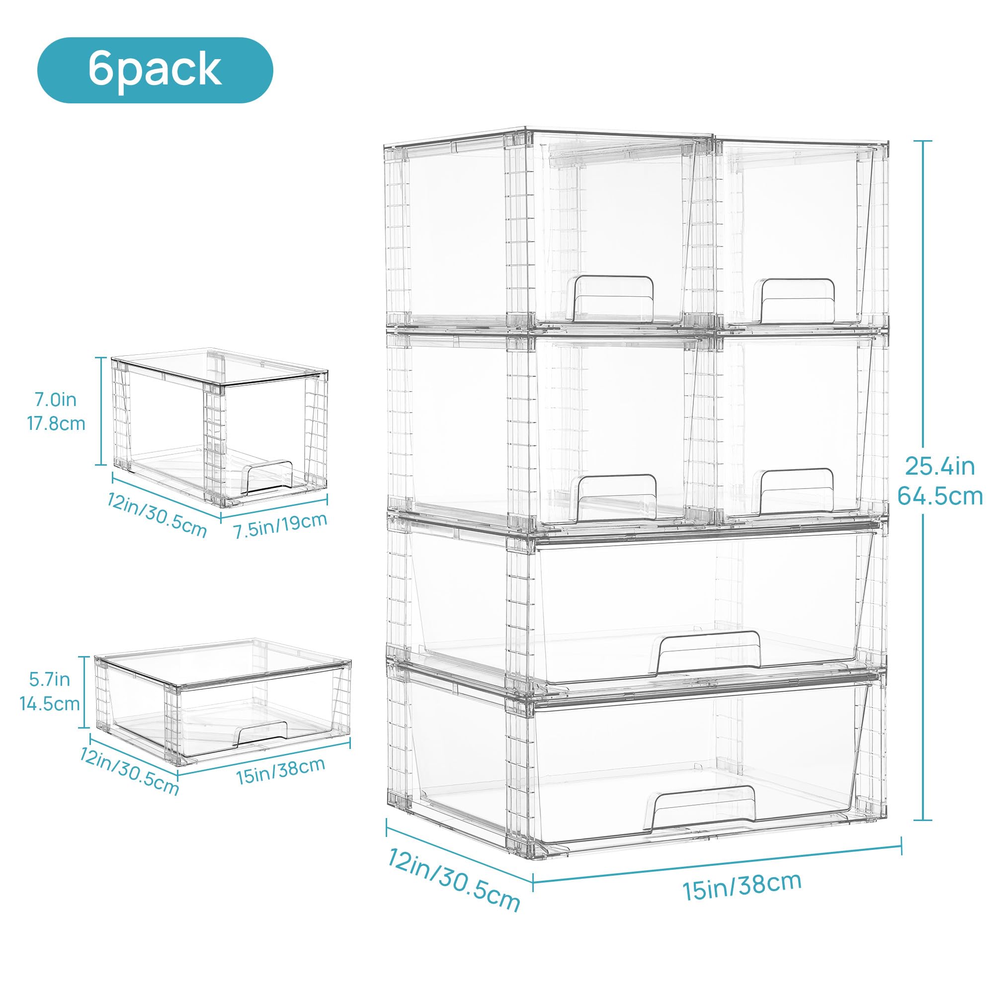 Clear Stackable Storage Drawers (6 Count)