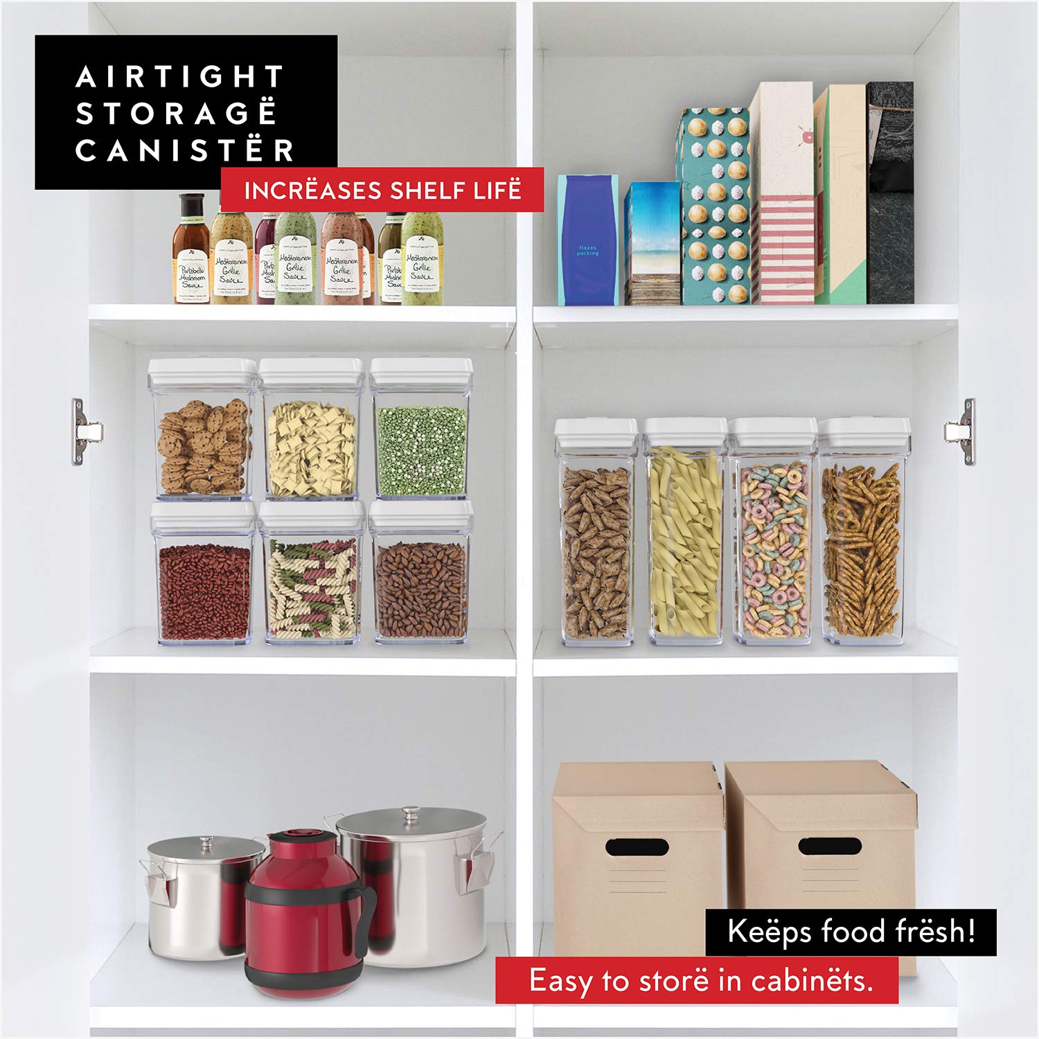 Airtight Food Storage Containers with White Lids 1.7L (4 Count)