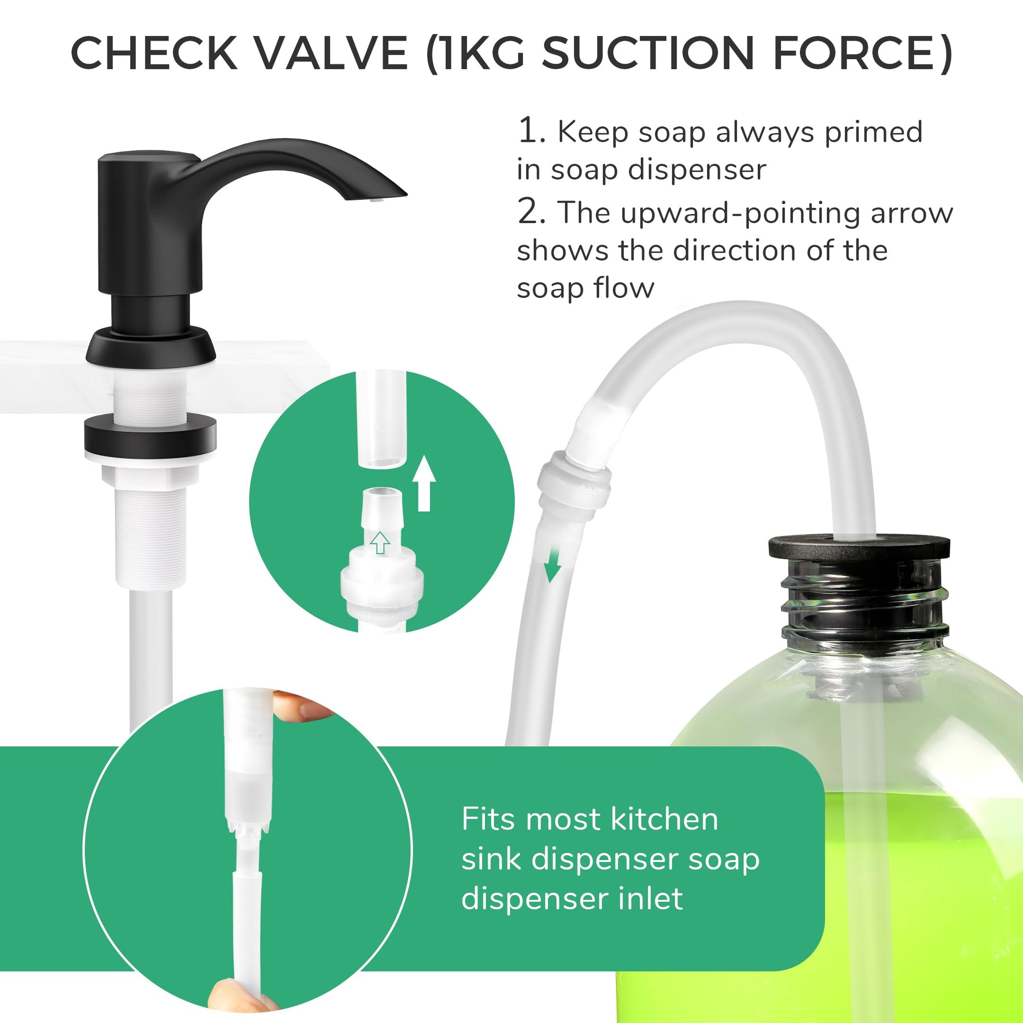 Built in Kitchen Sink Soap Dispenser with Extension Tube Kit