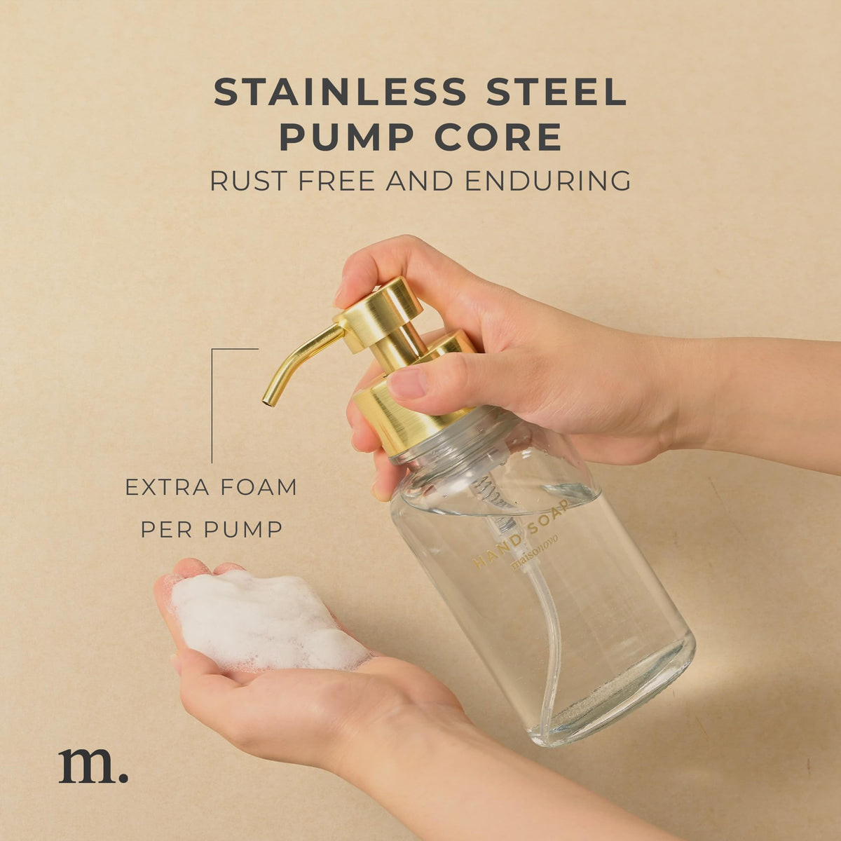 Glass Foaming Hand Soap Dispenser 14 Oz