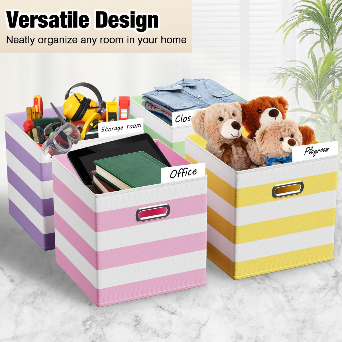11 Inch 6 Pack Fabric Storage Cubes with Metal Handles (6 Count)