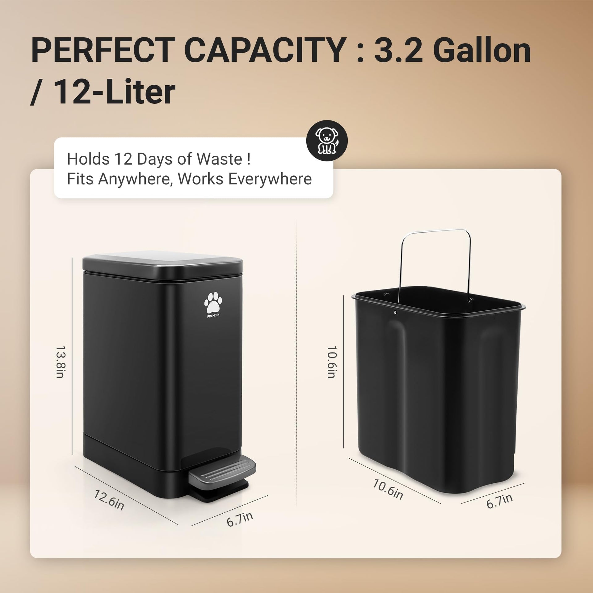 Dog Poop Trash Can Outside with Poop Scooper for Dogs