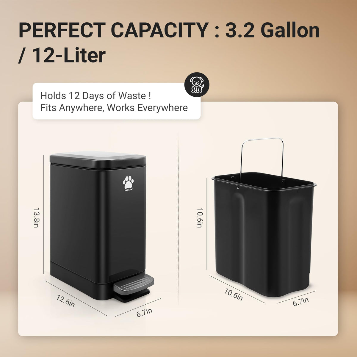 Dog Poop Trash Can Outside with Poop Scooper for Dogs