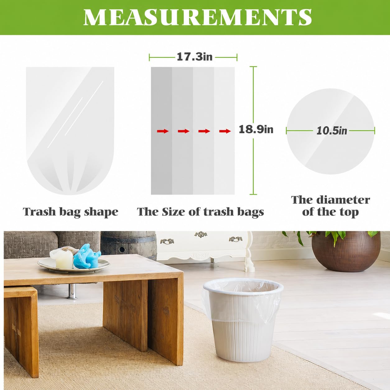 Small Trash Bags 3 Gallon 150 Counts 3 Gallon 3.1 Gallon 3.2 Gallon fit 10 liter Garbage Bags