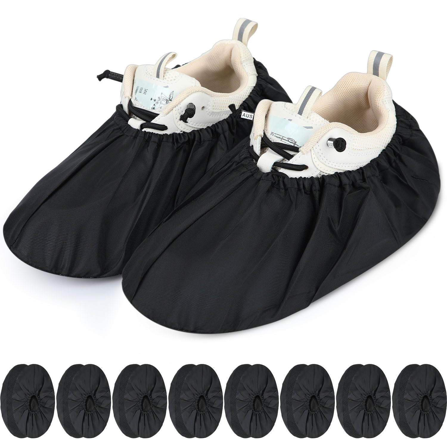 8 Pairs Reusable Shoe Covers Waterproof Non Slip Floor (8 Count)