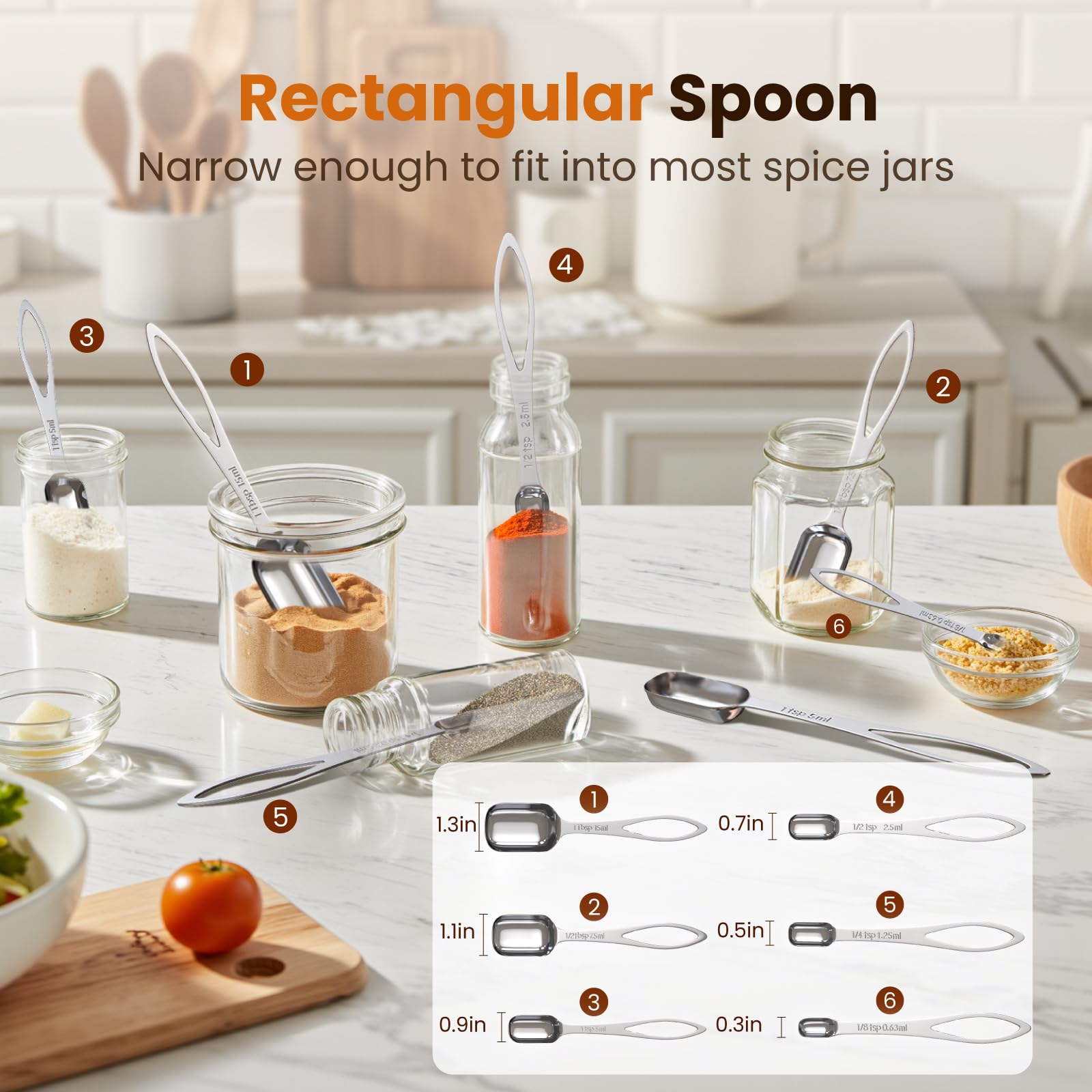 6PCS Narrow Measuring Spoons Set (6 Count)