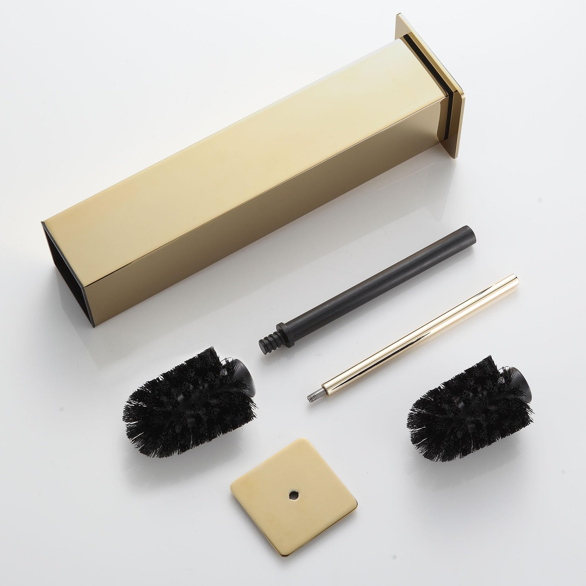 Toilet Brush and Holder Set Gold Stainless Steel 304 Square Freestanding Toilet Brush for Bathroom