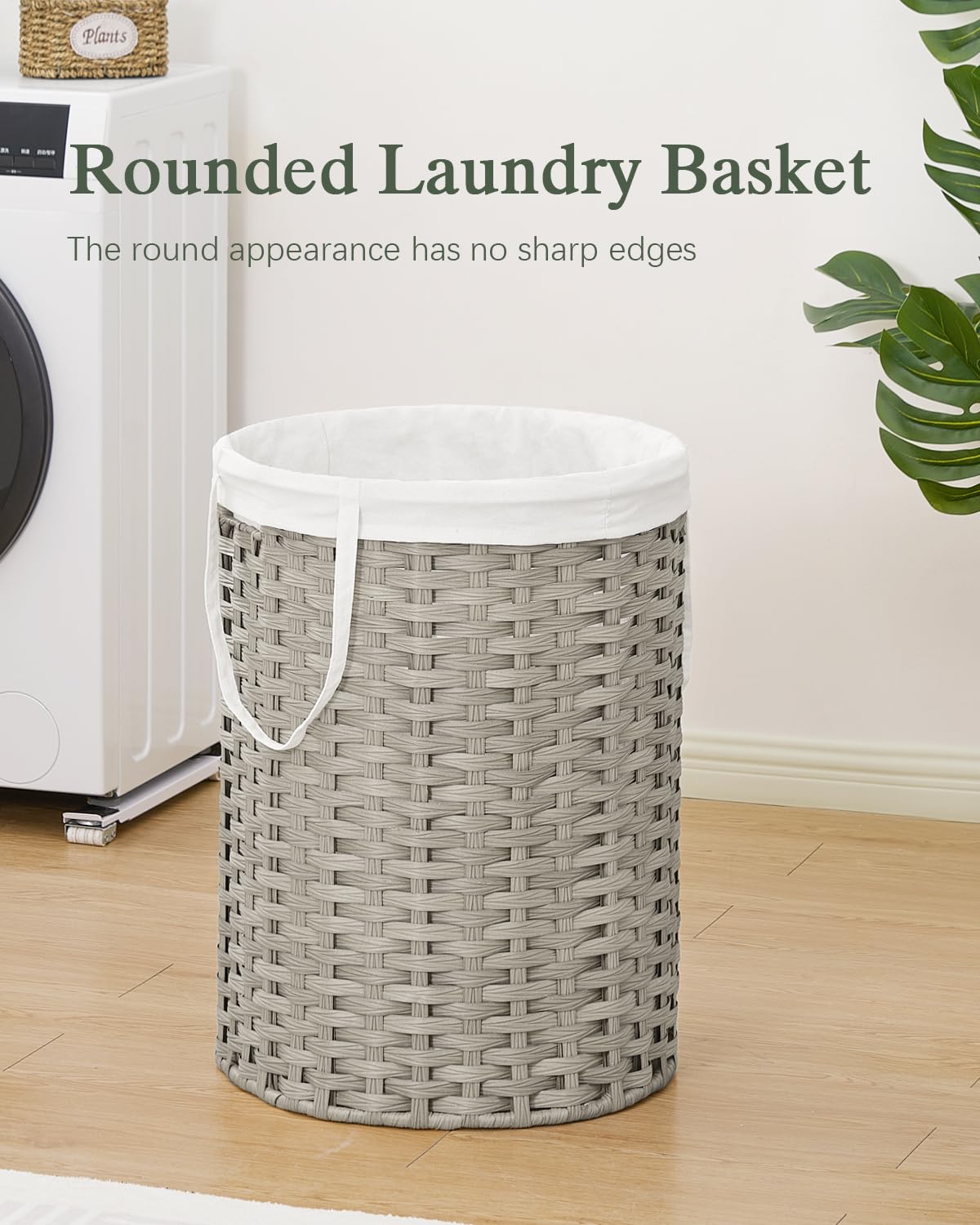 Laundry Basket Round PE Rattan Laundry Hamper