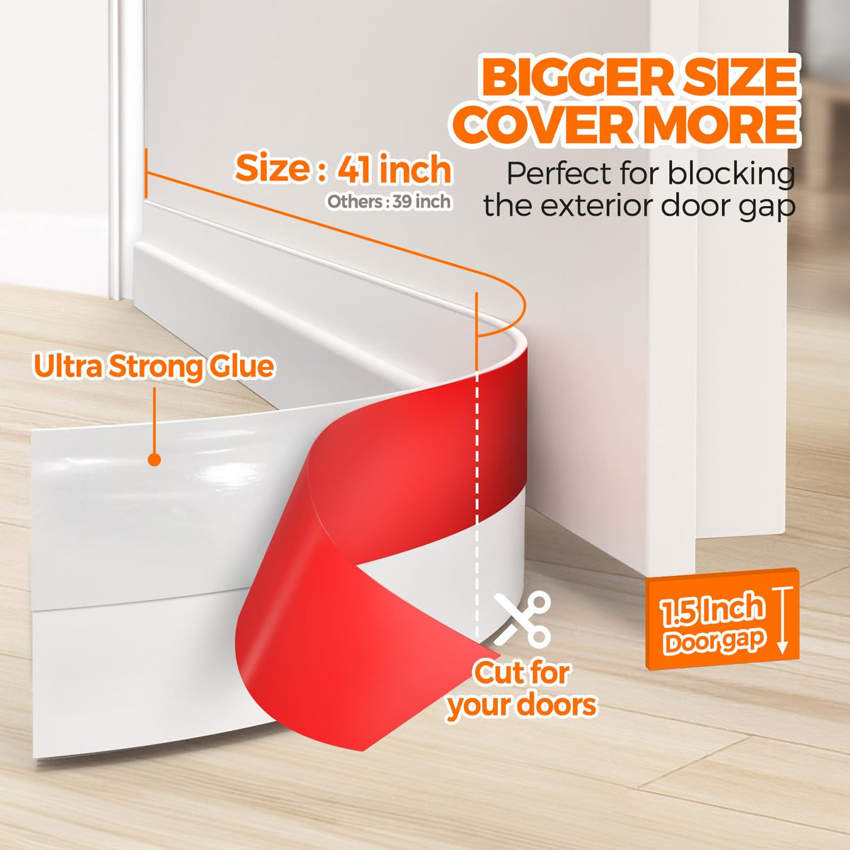 Door Draft Stopper 41inch Weather Stripping Door Seal Sweep