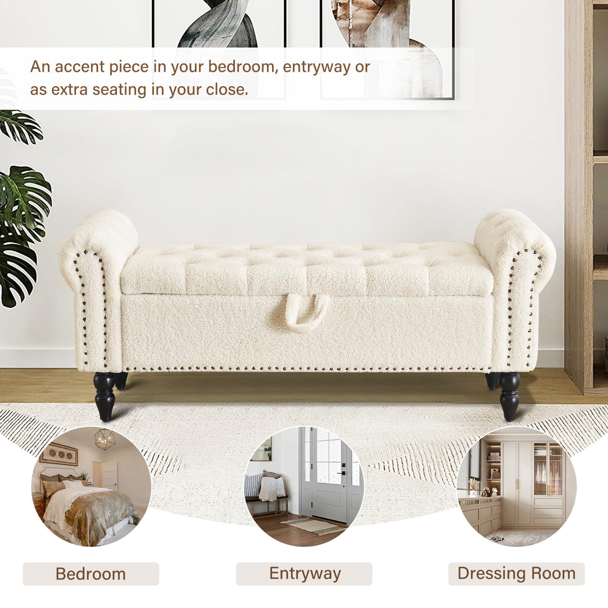 Storage Ottoman Bench for Queen Size Bed