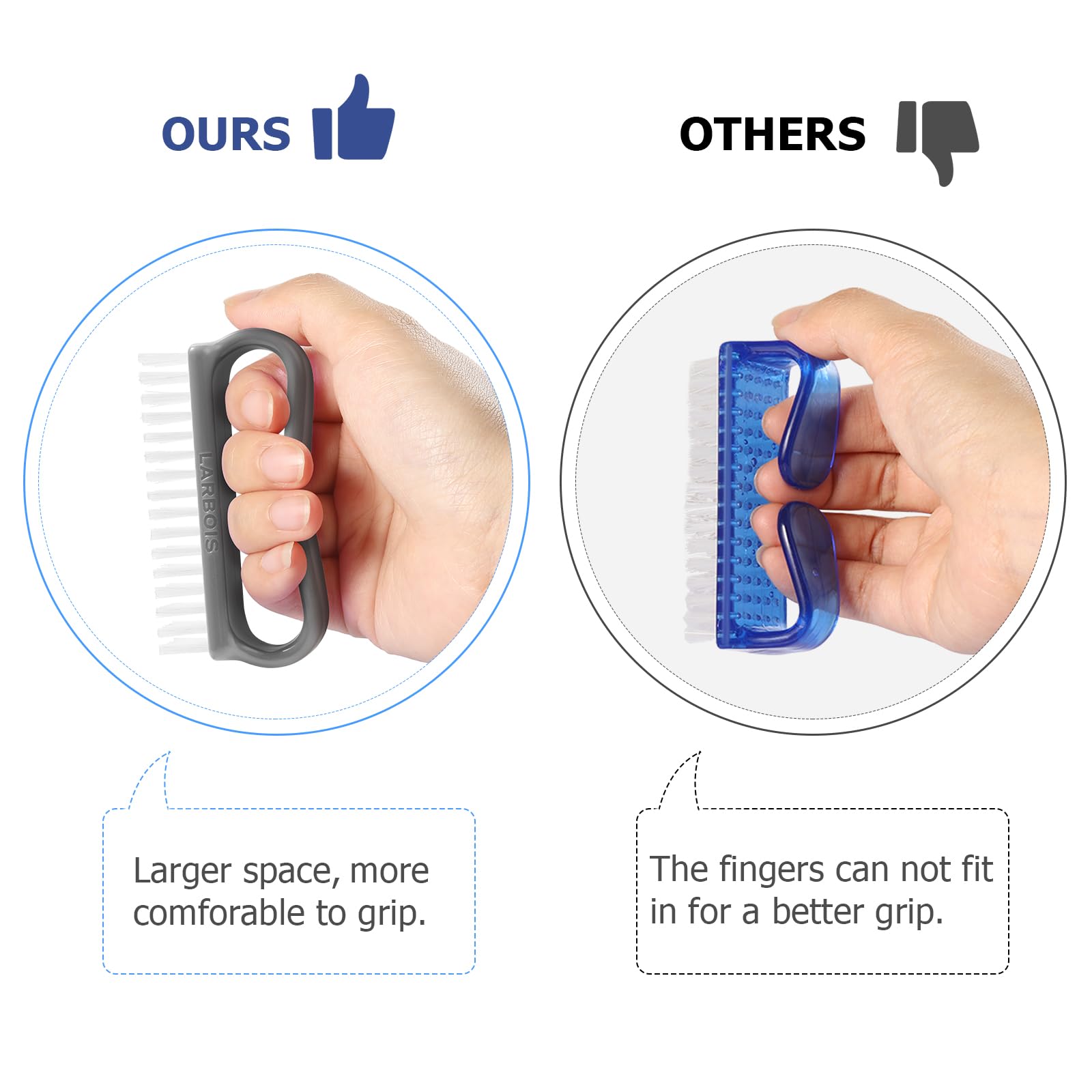 Handle Grip Nail Brush (4 Count)