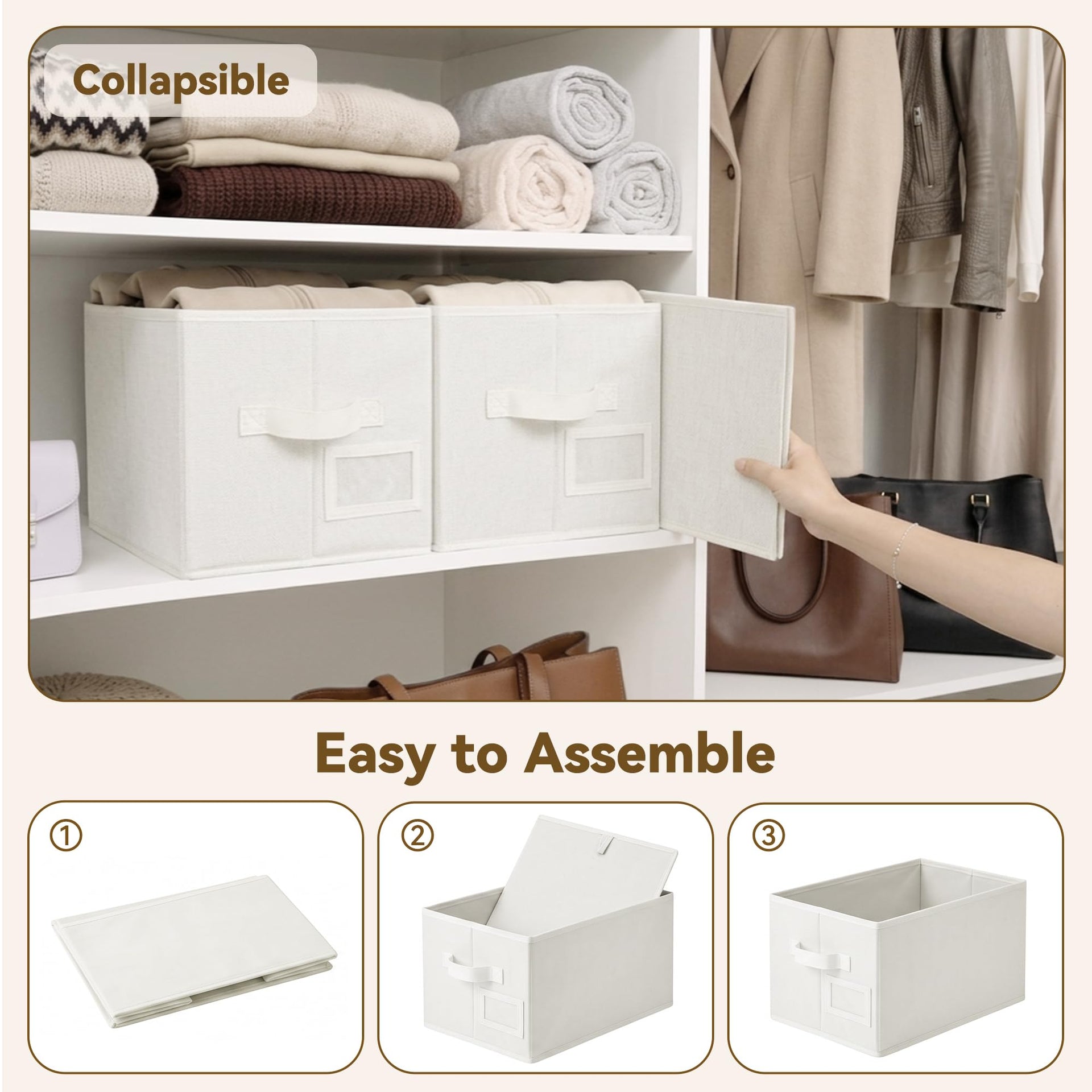 Closet Storage Bins with Label (3 Count)