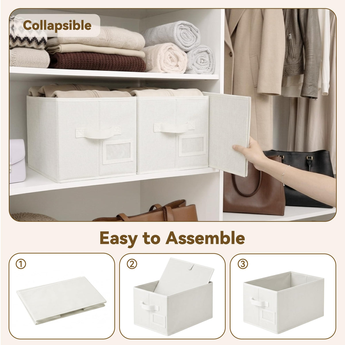 Closet Storage Bins with Label (3 Count)