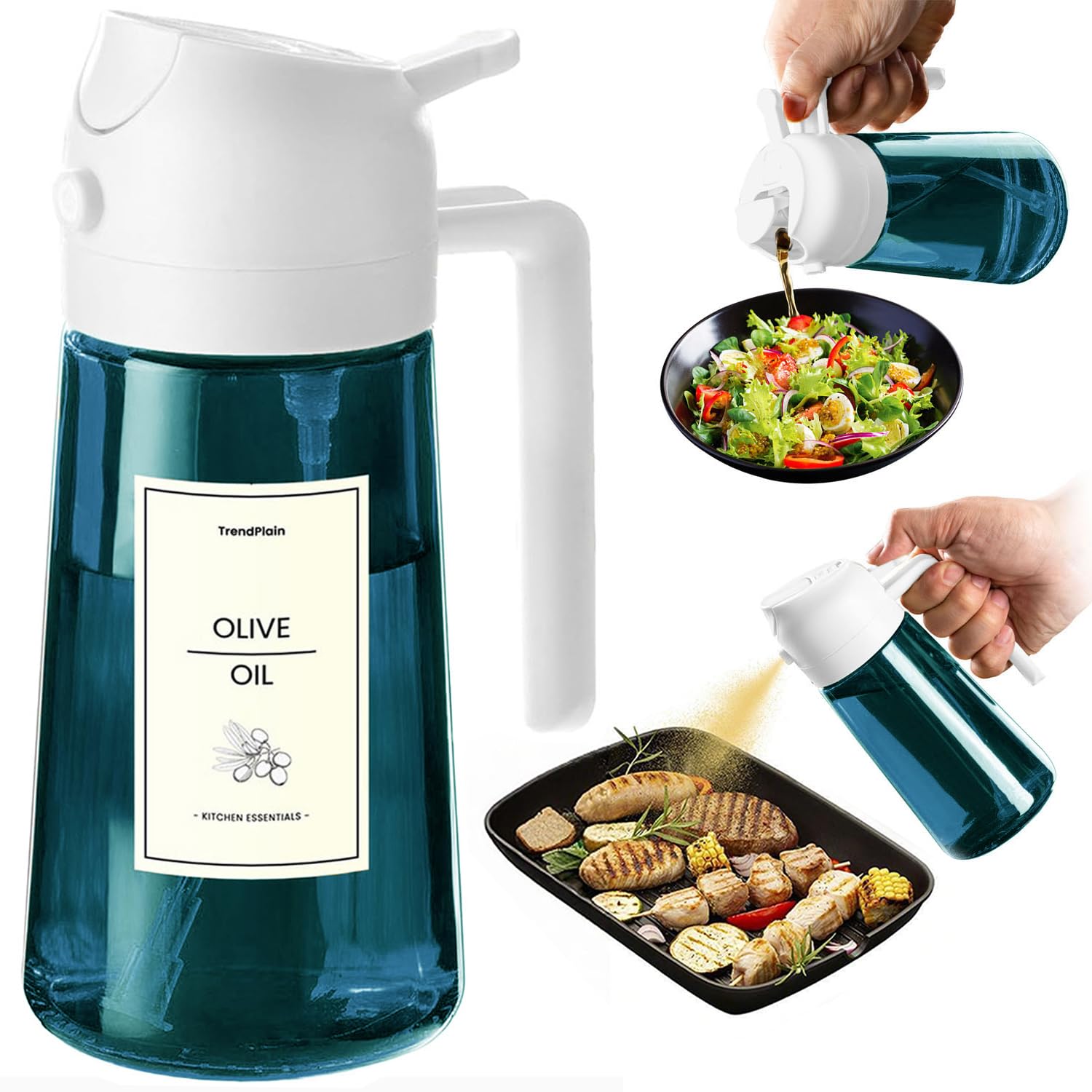 16oz 470ml Blue Glass Olive Oil Sprayer for Cooking