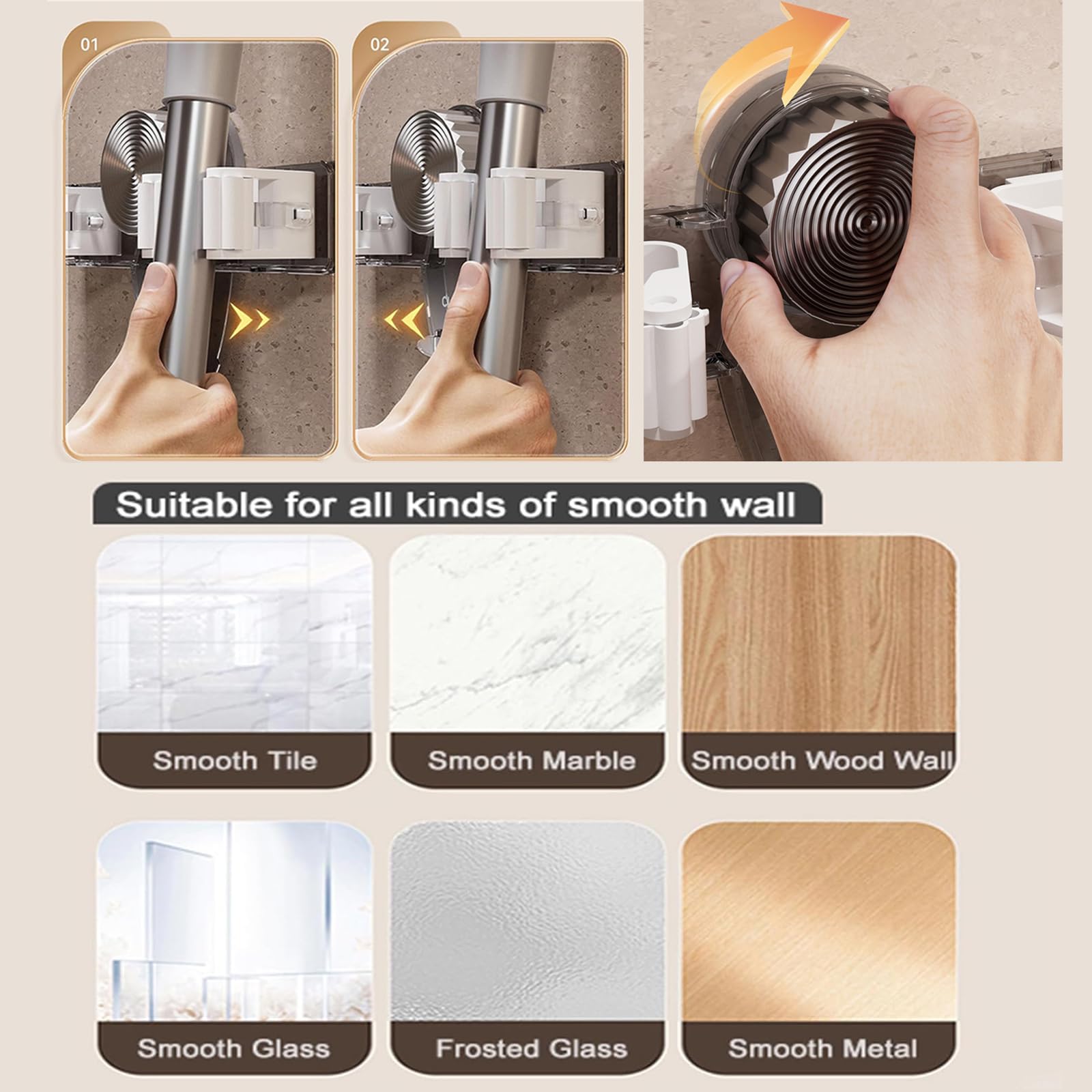 6PCS Broom Holder Mop Hanger Wall Mount (6 Count)