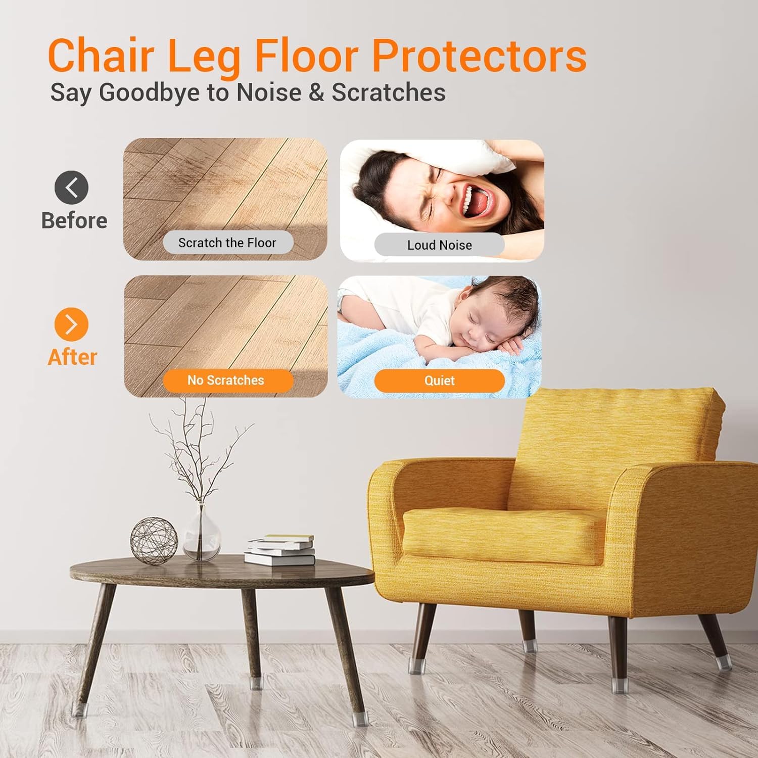 36Pcs Square Chair Leg Floor Protectors
