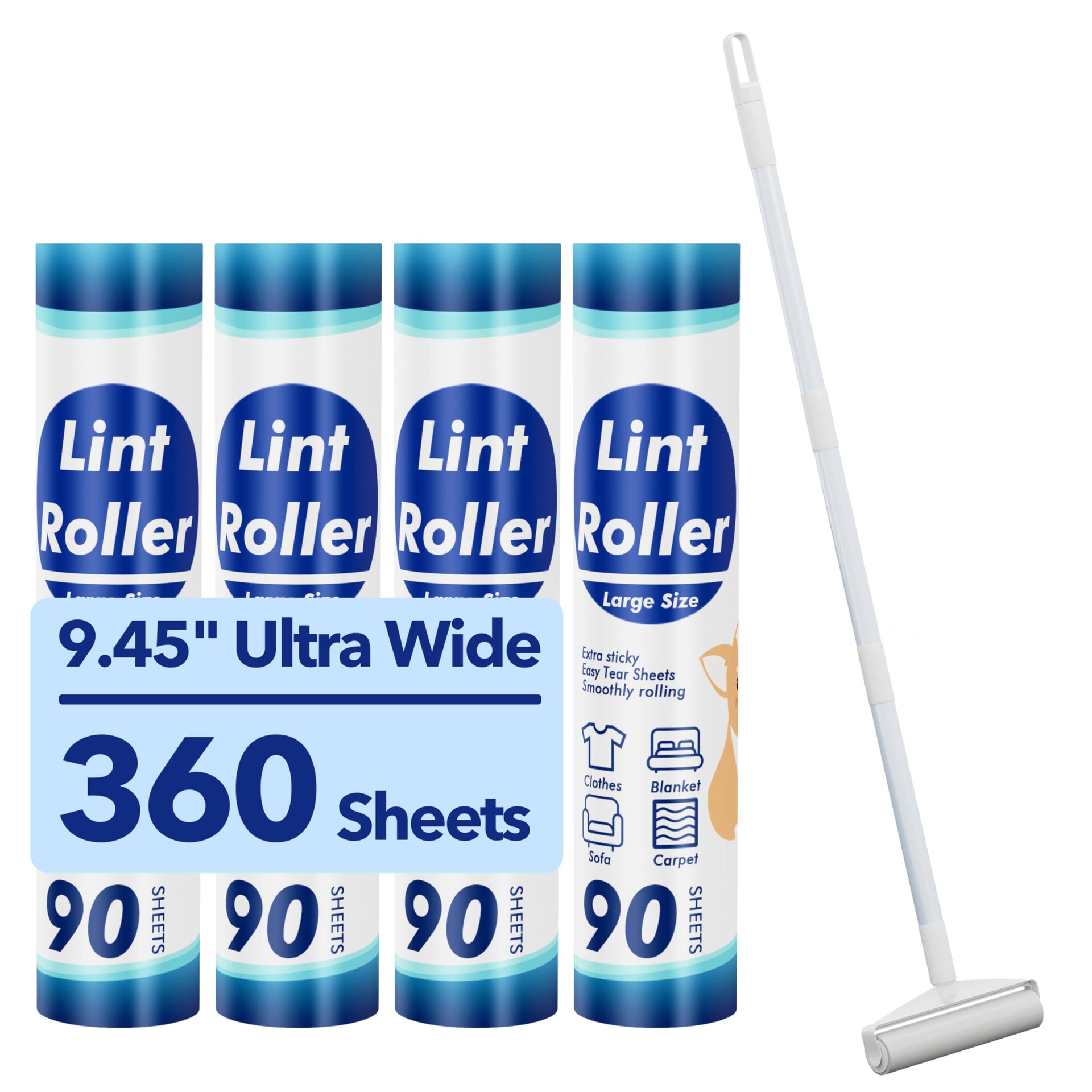 Large Lint Rollers for Carpet (360 Count)