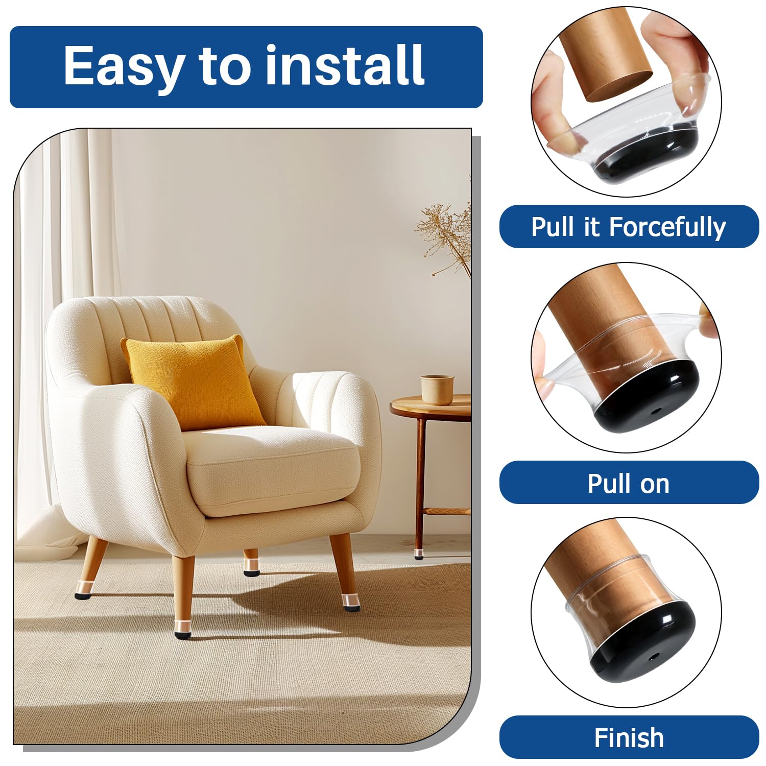 28 Pcs Chair Leg Floor Protectors for Carpet Round Clear (28 Count)