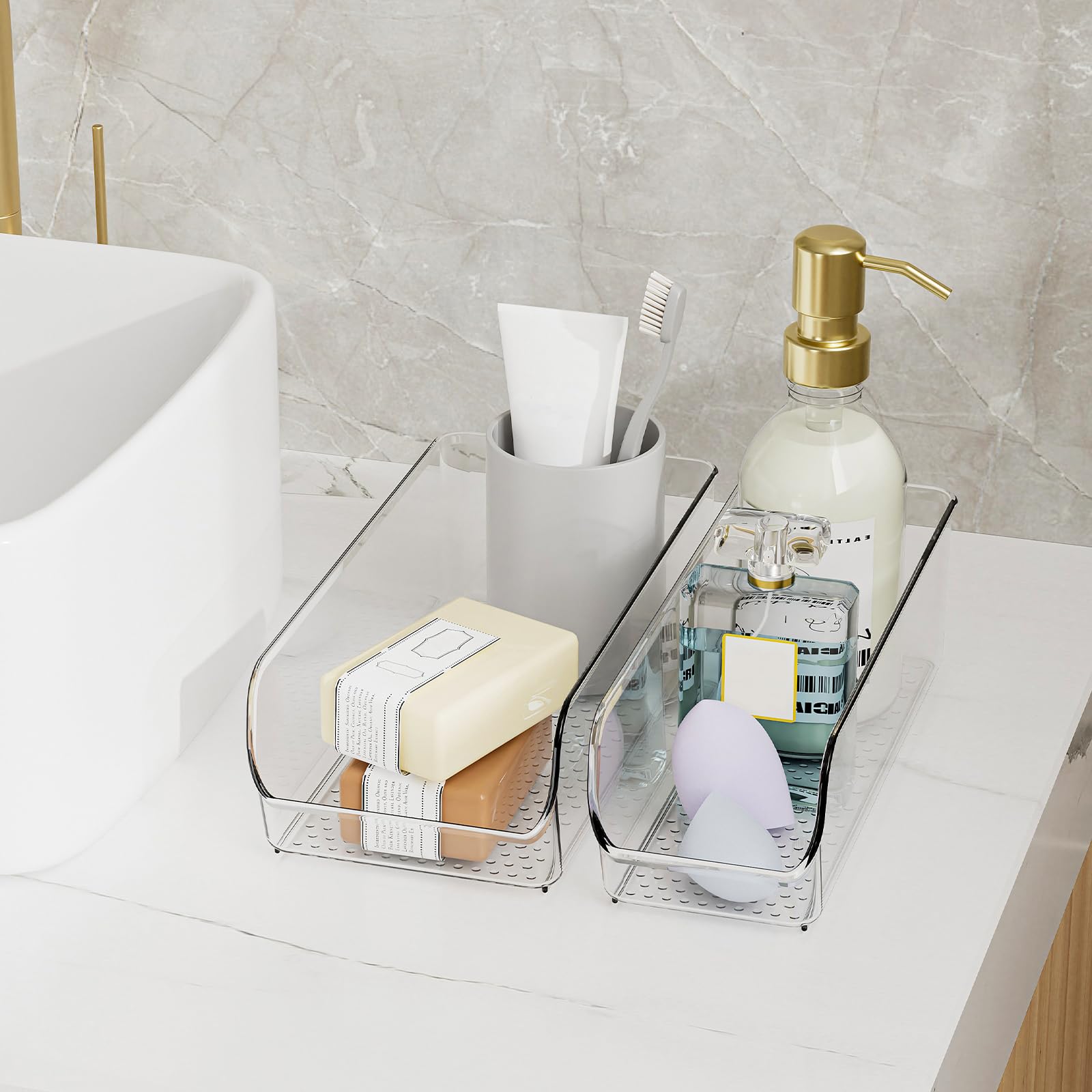 Set of 6 Clear Plastic Storage Bins