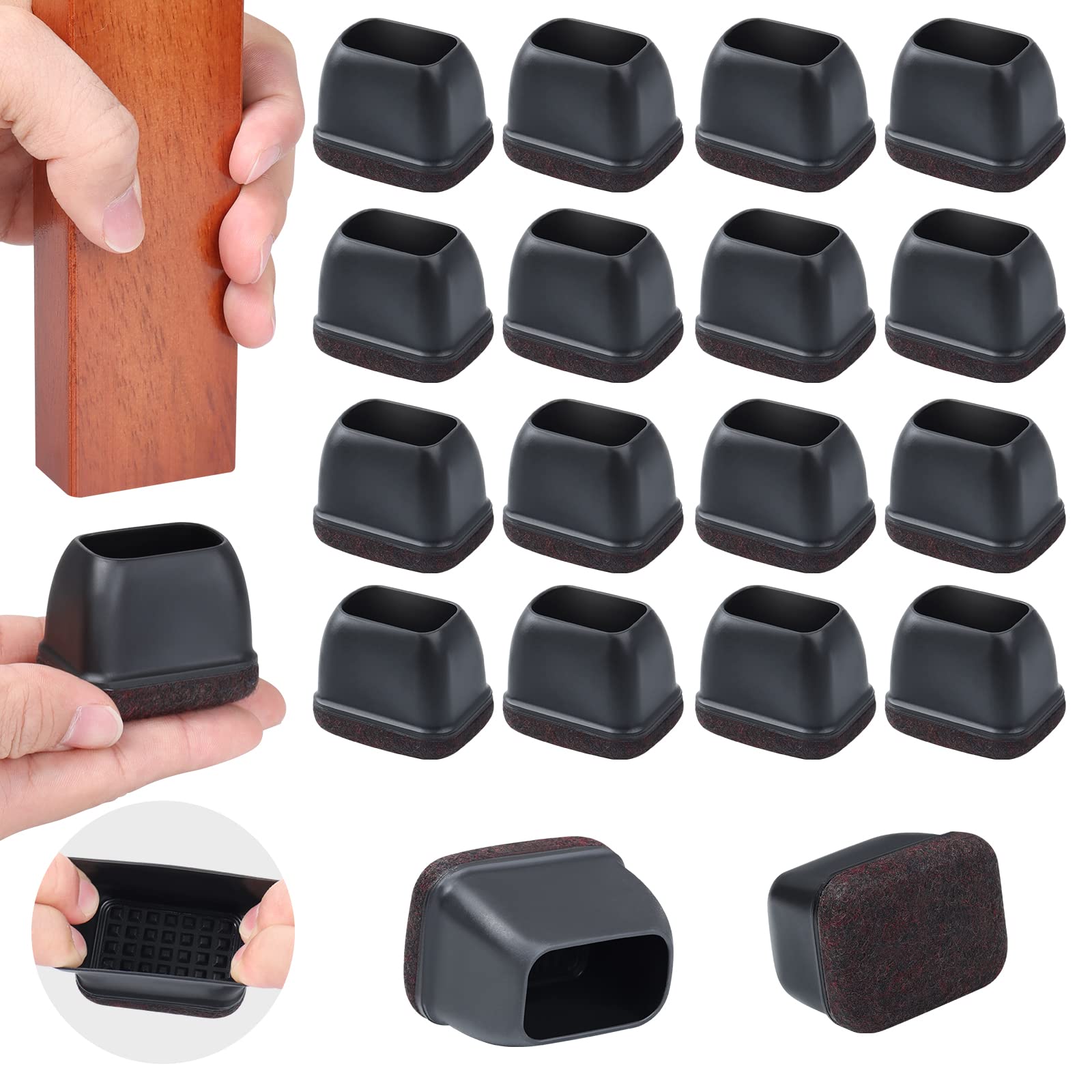 24 Pcs Rectangle Felt Chair Leg Floor Protectors for Hardwood Floors (24 Count)