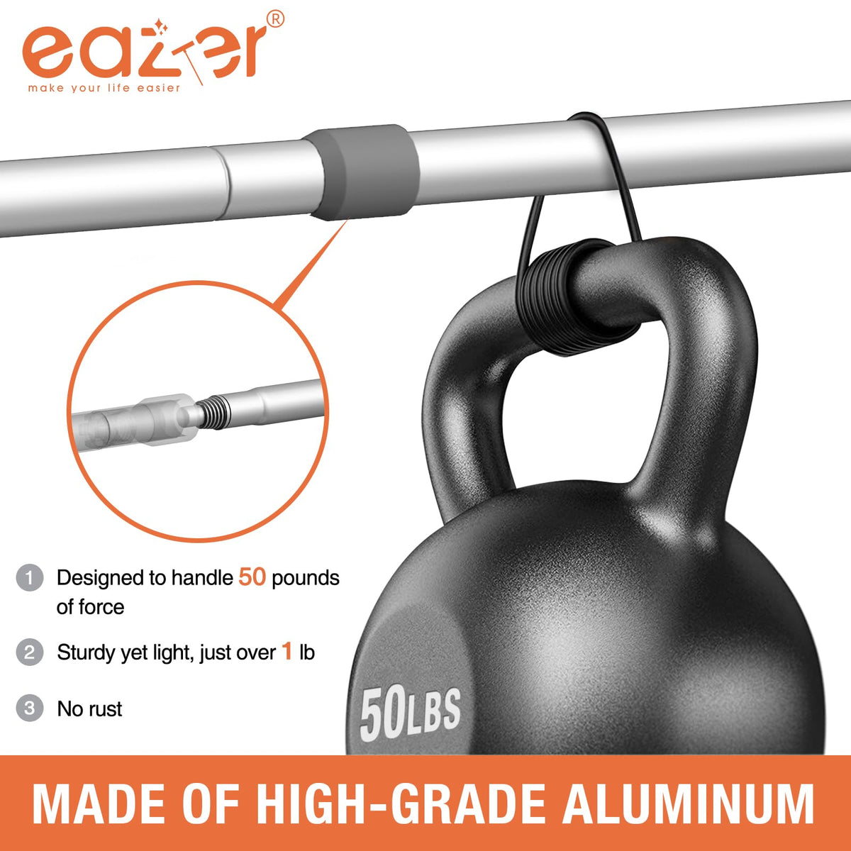 2-in-1 Window Cleaner Tool, 64'' Window Squeegee for Home, Window Cleaning Squeegee Kit with Telescopic Pole, Window Washing Kit with Rotatable Bendable Head(Threaded + Telescopic) - EAW01