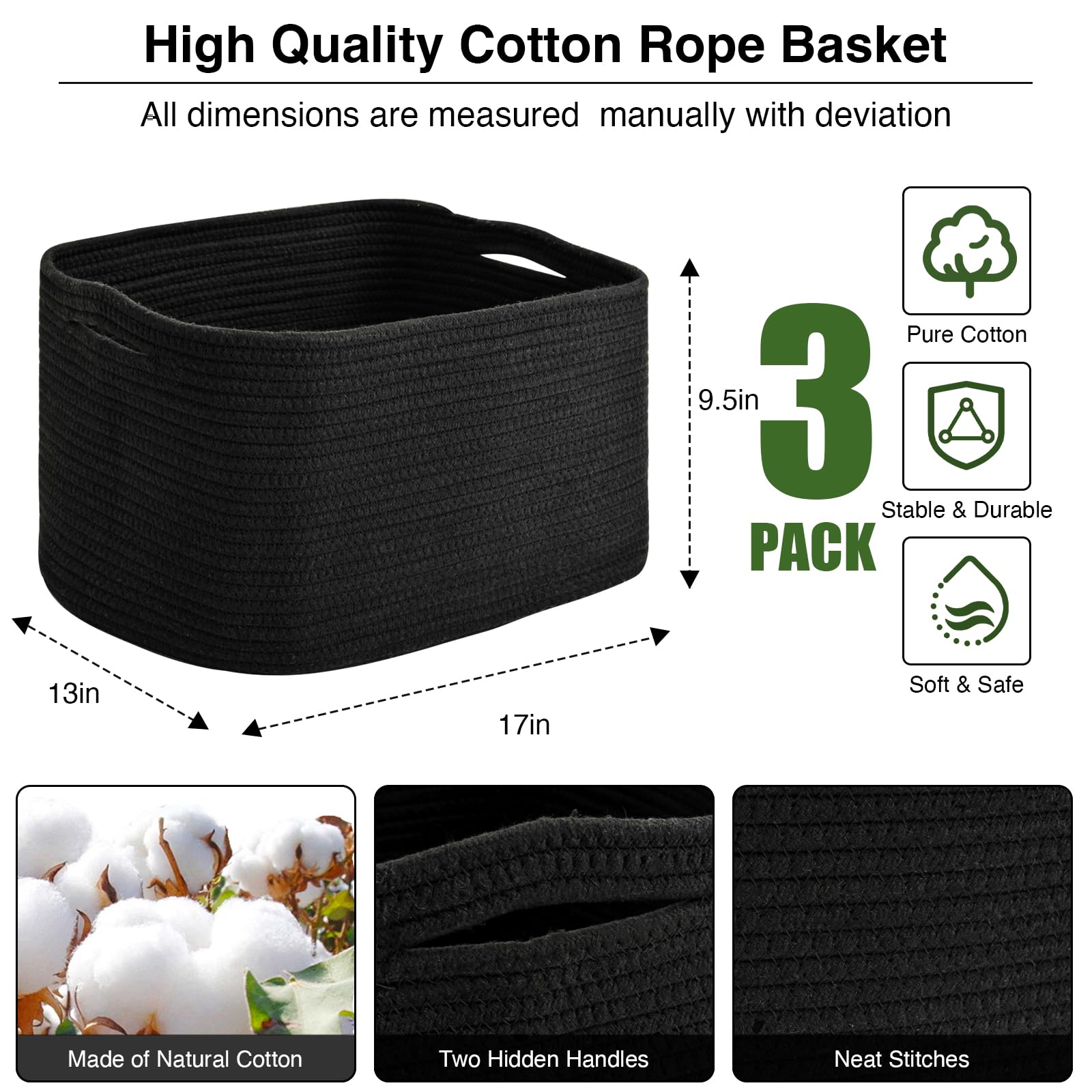 Large Storage Baskets for Organizing Shelves (3 Count)