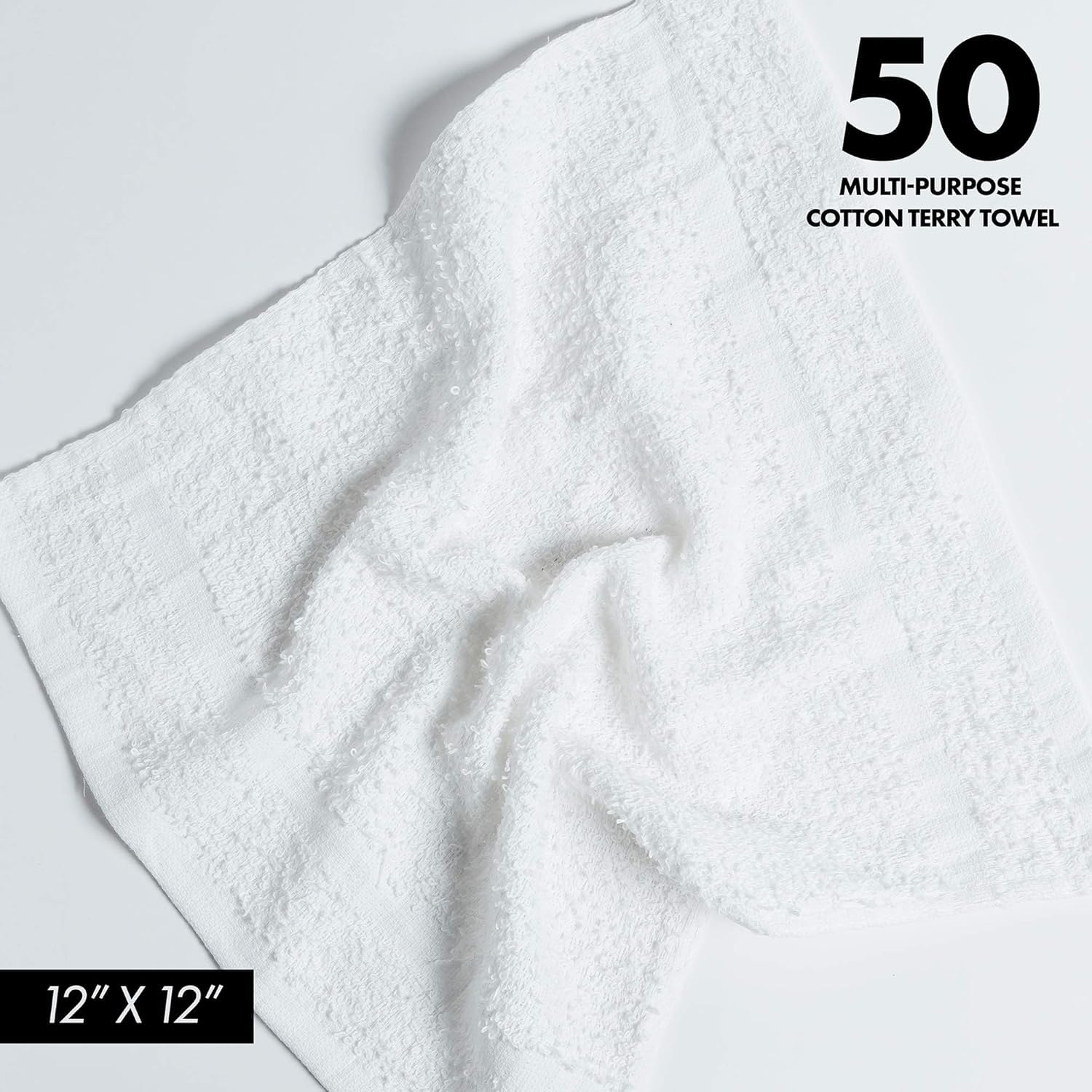 100% Cotton Terry Towels Cleaning Cloths Pack of 50 (50 Count)