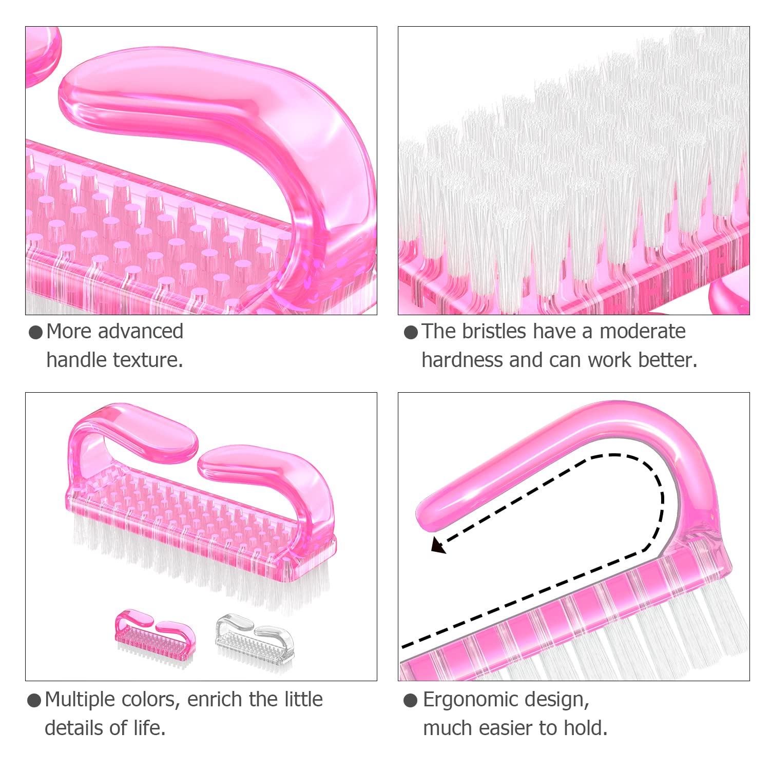 Handle Grip Nail Brush (4 Count)