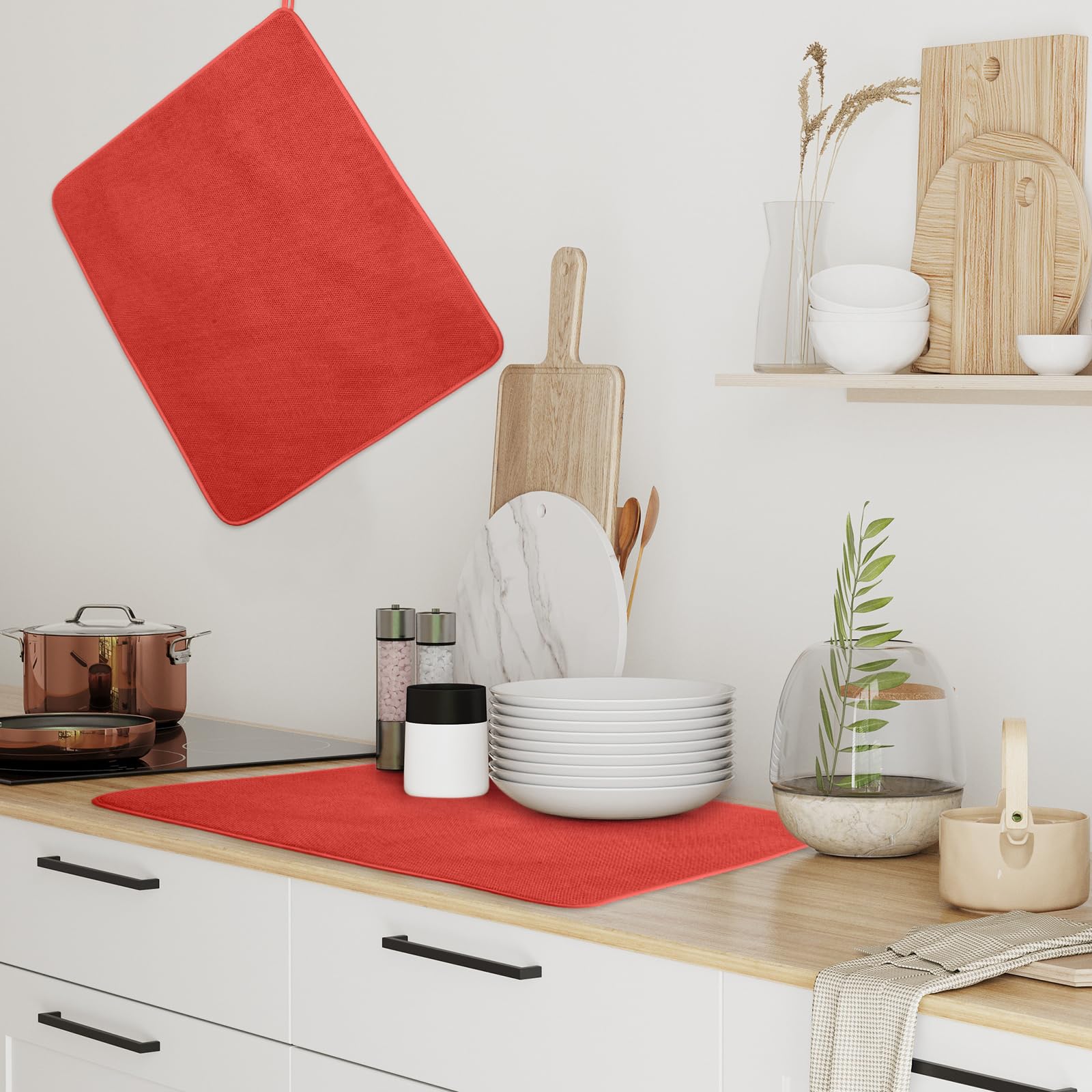 2 Pack Extra Large Dish Drying Mat Microfiber Absorbent Dish Drying Pad Large Size Dishes Drainer Mats for Countertop
